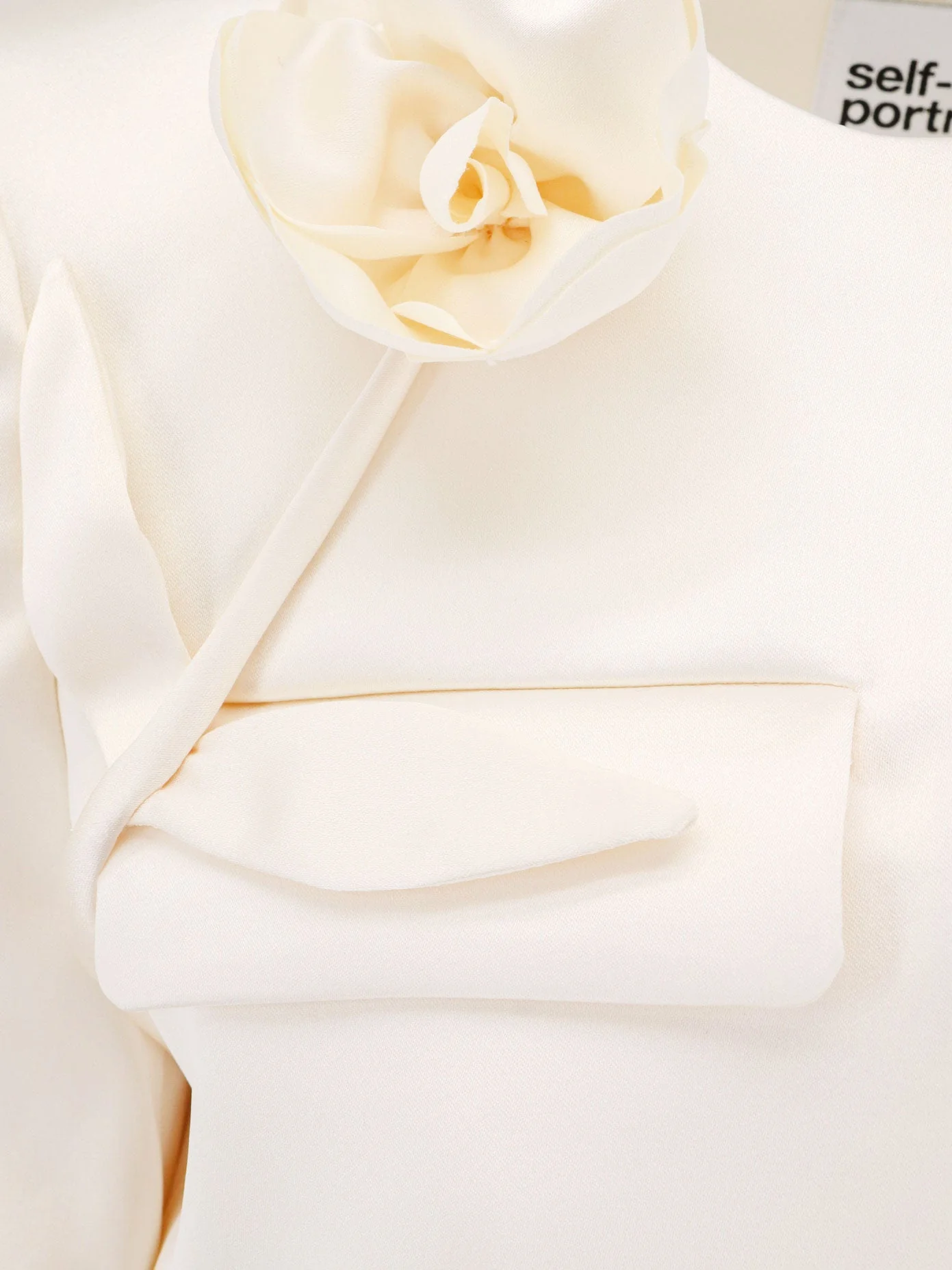 Self Portrait Satin Blazer With 3D Flower - Image 4