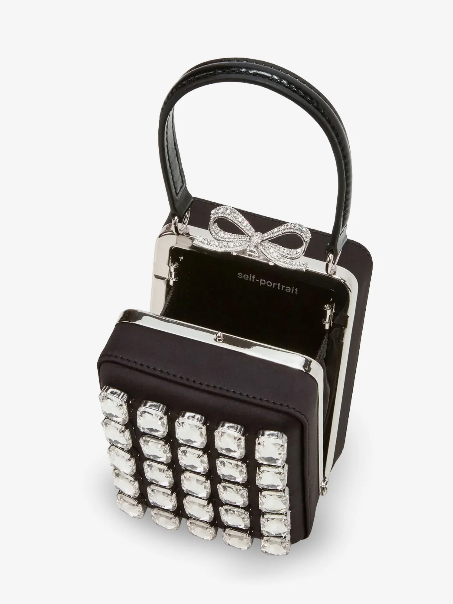 Self Portrait Satin Shoulder Bag With Crystals - Image 4