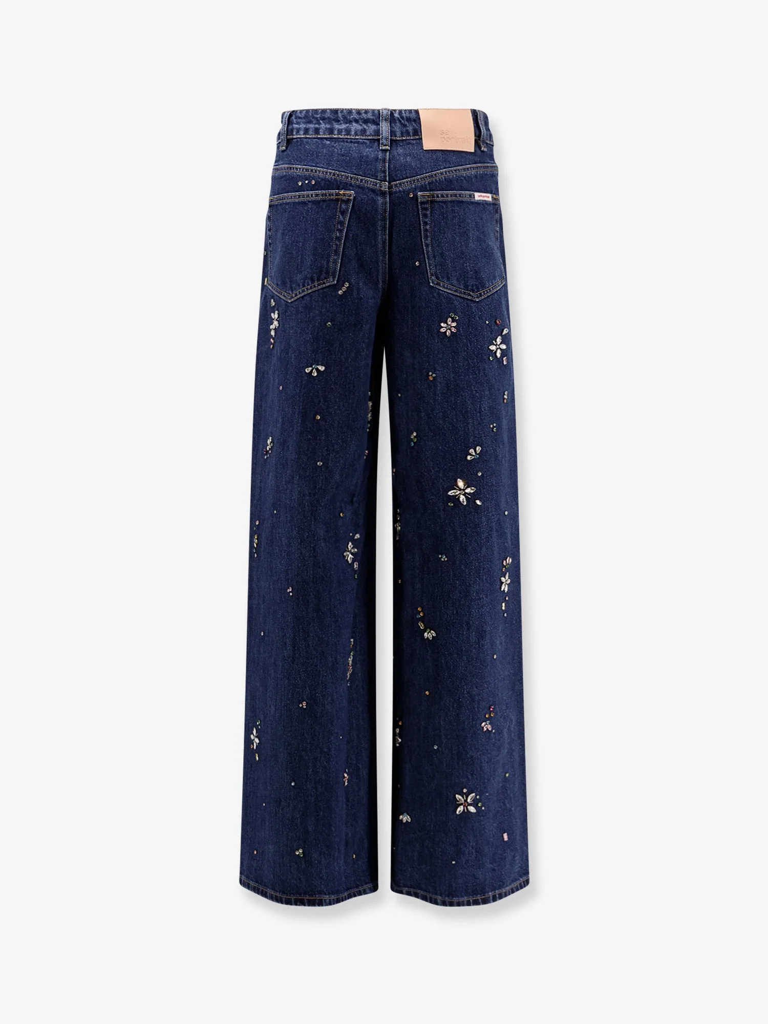 Self Portrait Wide Leg Jeans With Rhinsestones - Image 4