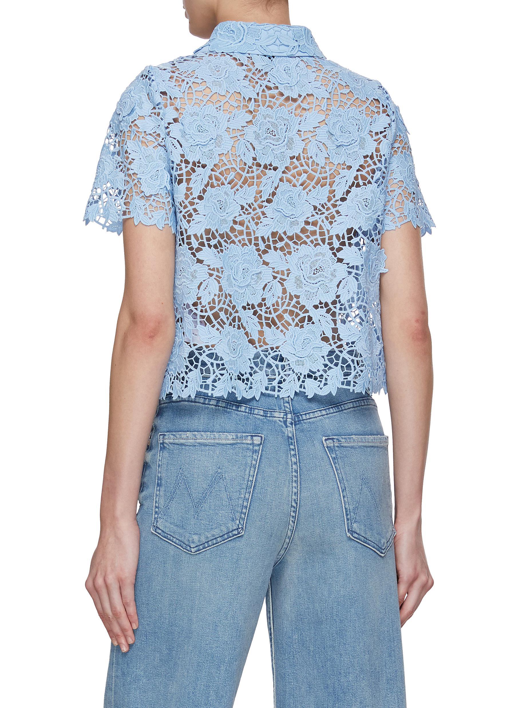 Self Portrait Women's Blue Lace Top - Image 2