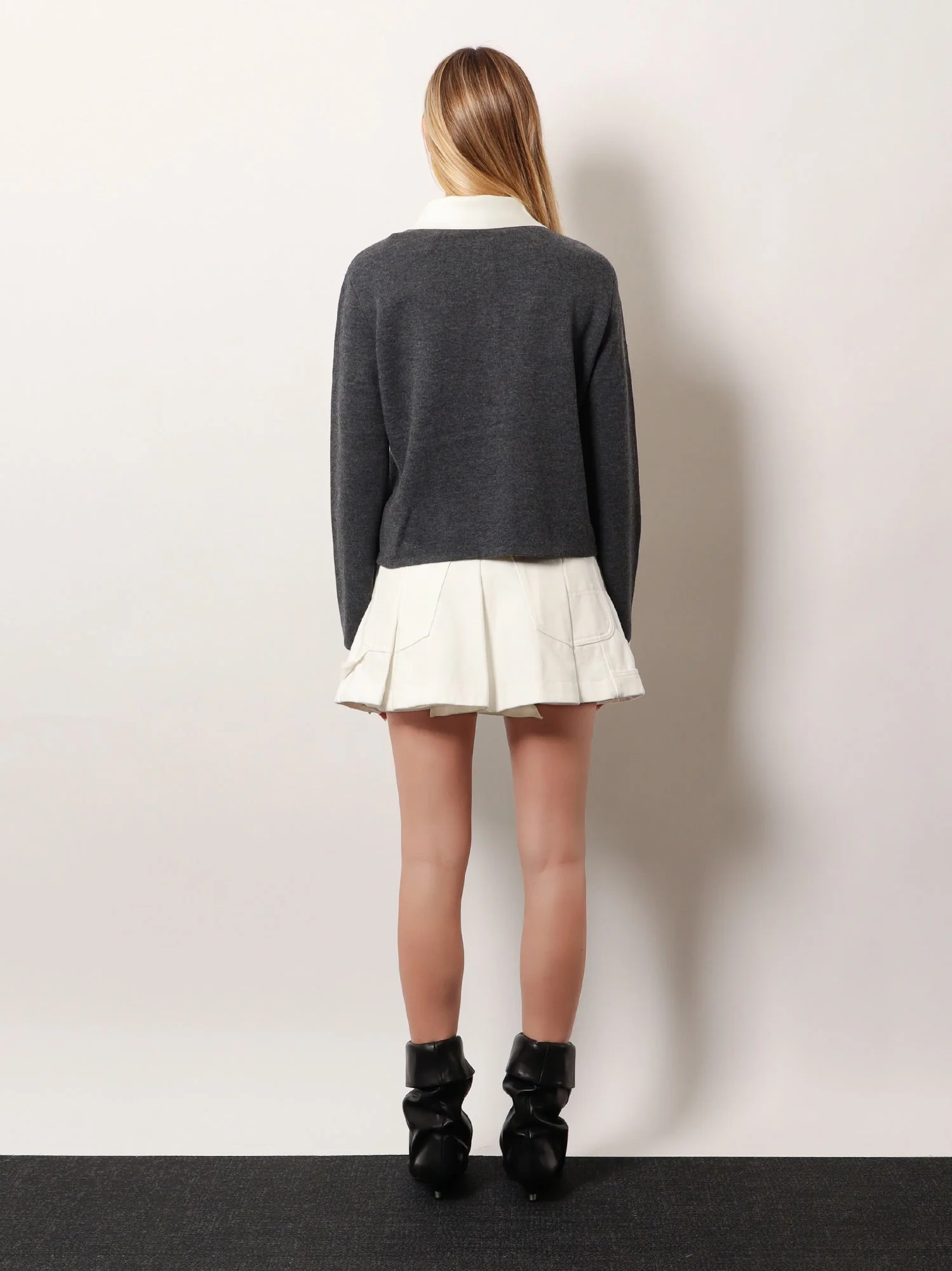 Self Portrait Wool Blend Cardigan With Contrasting Collar - Image 3