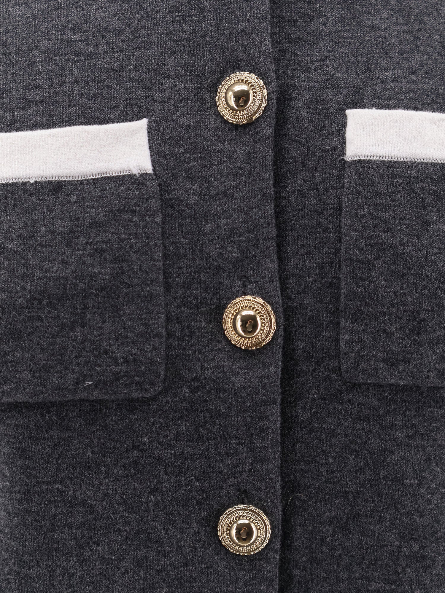 Self Portrait Wool Blend Cardigan With Contrasting Collar - Image 5