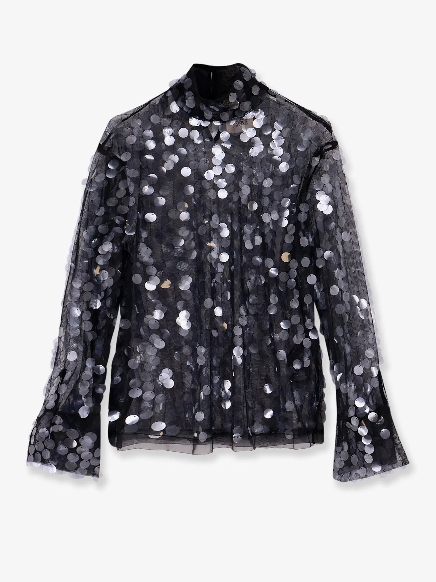 Semicouture Voile Top With Maxi Sequins
