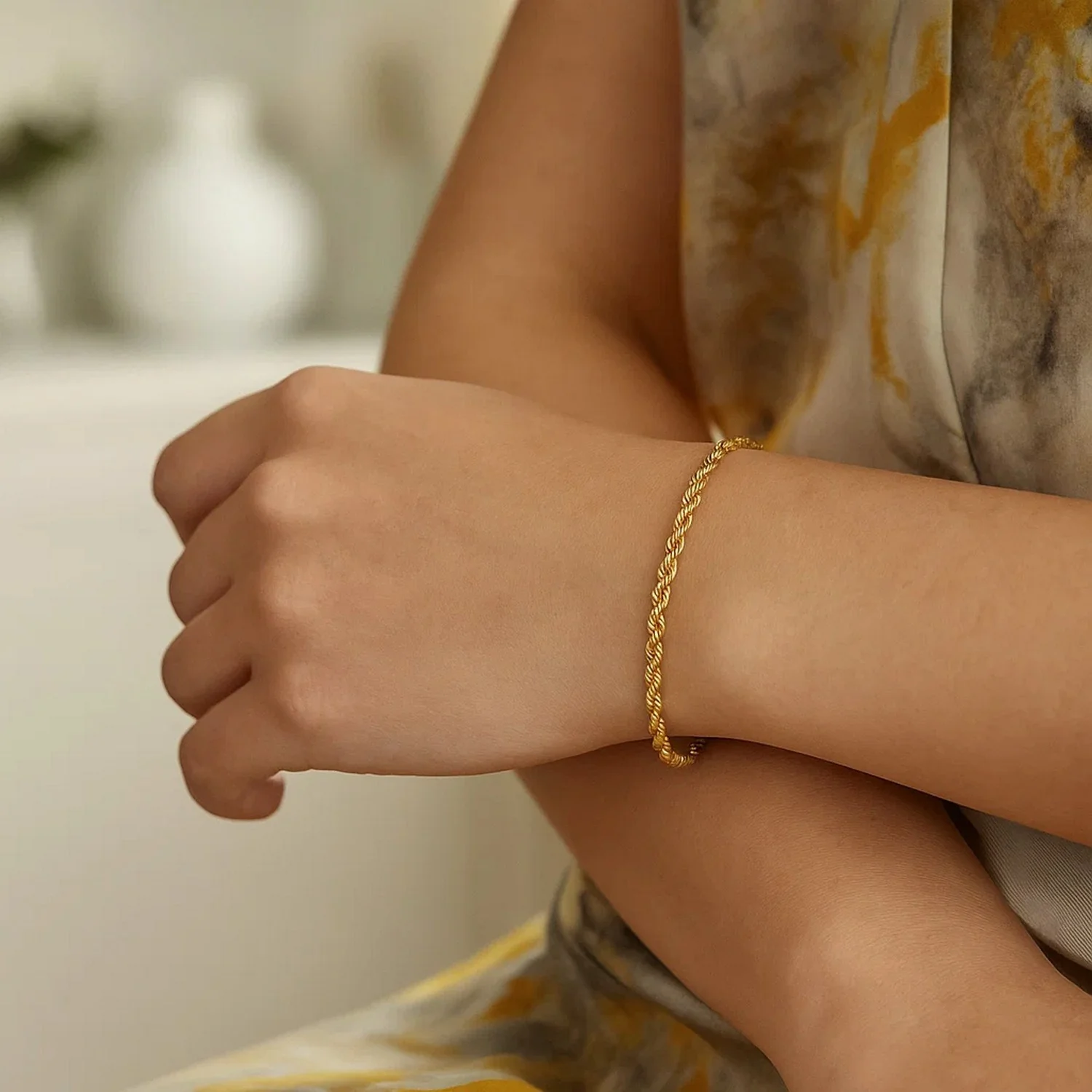 Silk Rope Chain Bracelet in 14k Yellow Gold (3.0 mm) - Image 2
