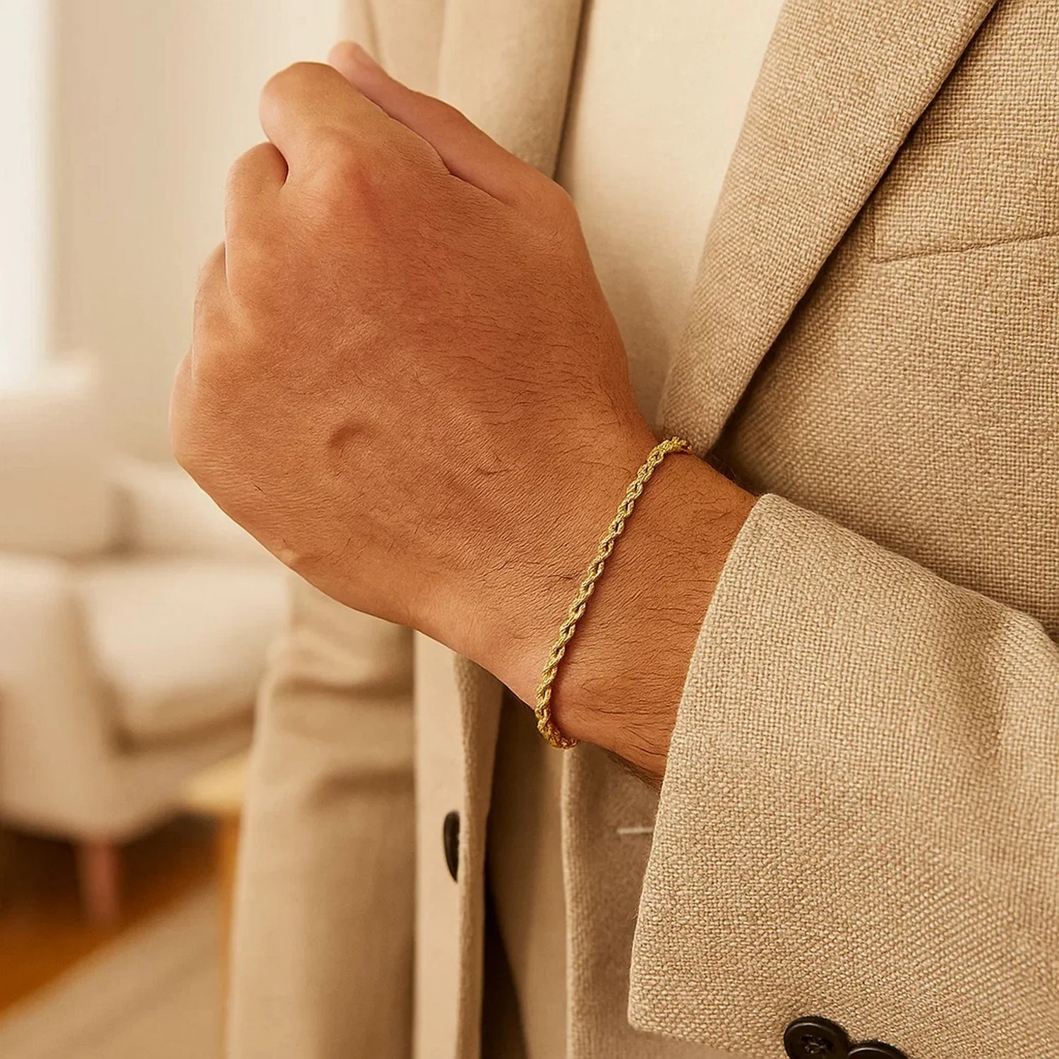 Silk Rope Chain Bracelet in 14k Yellow Gold (3.0 mm) - Image 5