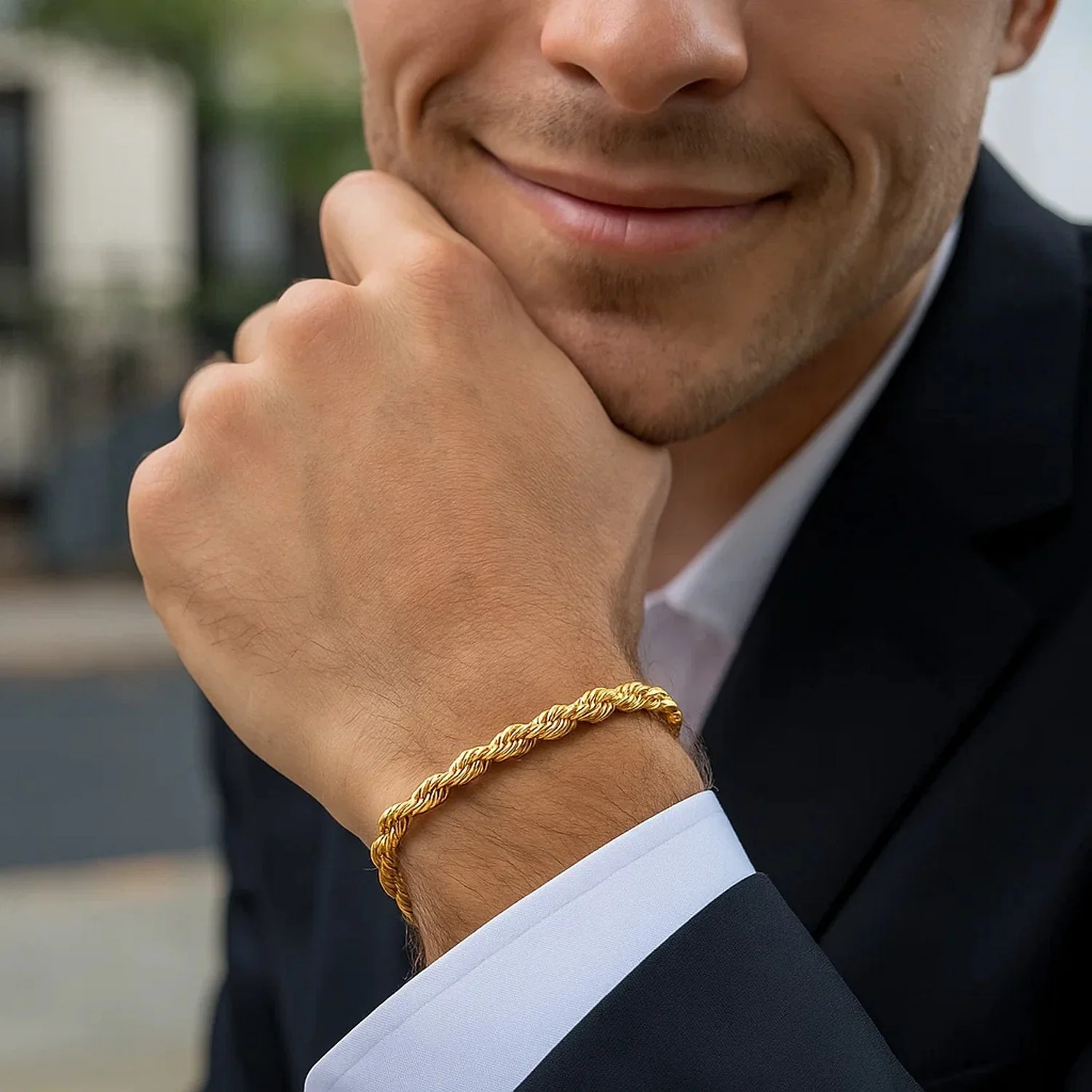 Silk Rope Chain Bracelet in 14k Yellow Gold (4.3 mm) - Image 3