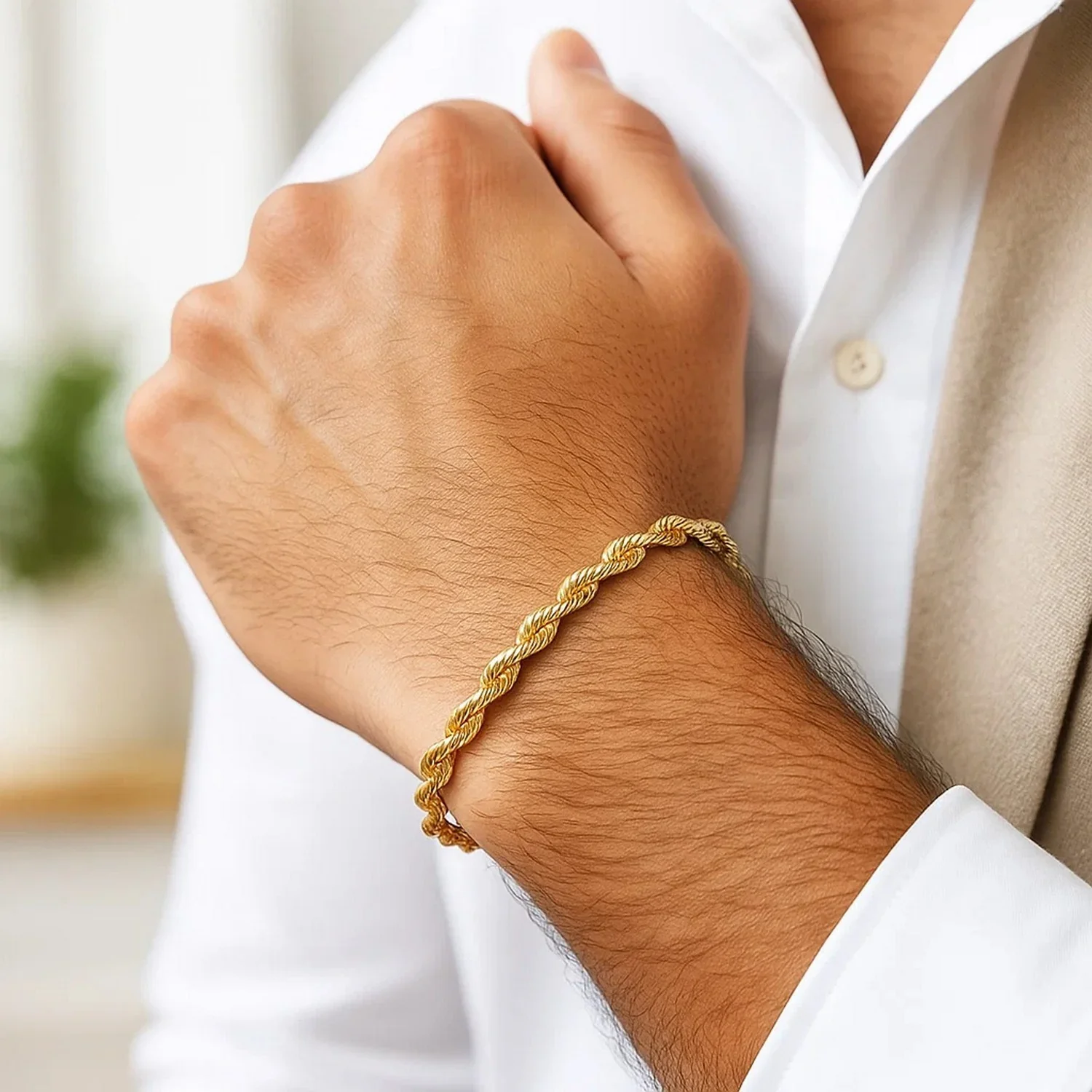 Silk Rope Chain Bracelet in 14k Yellow Gold (4.3 mm) - Image 4