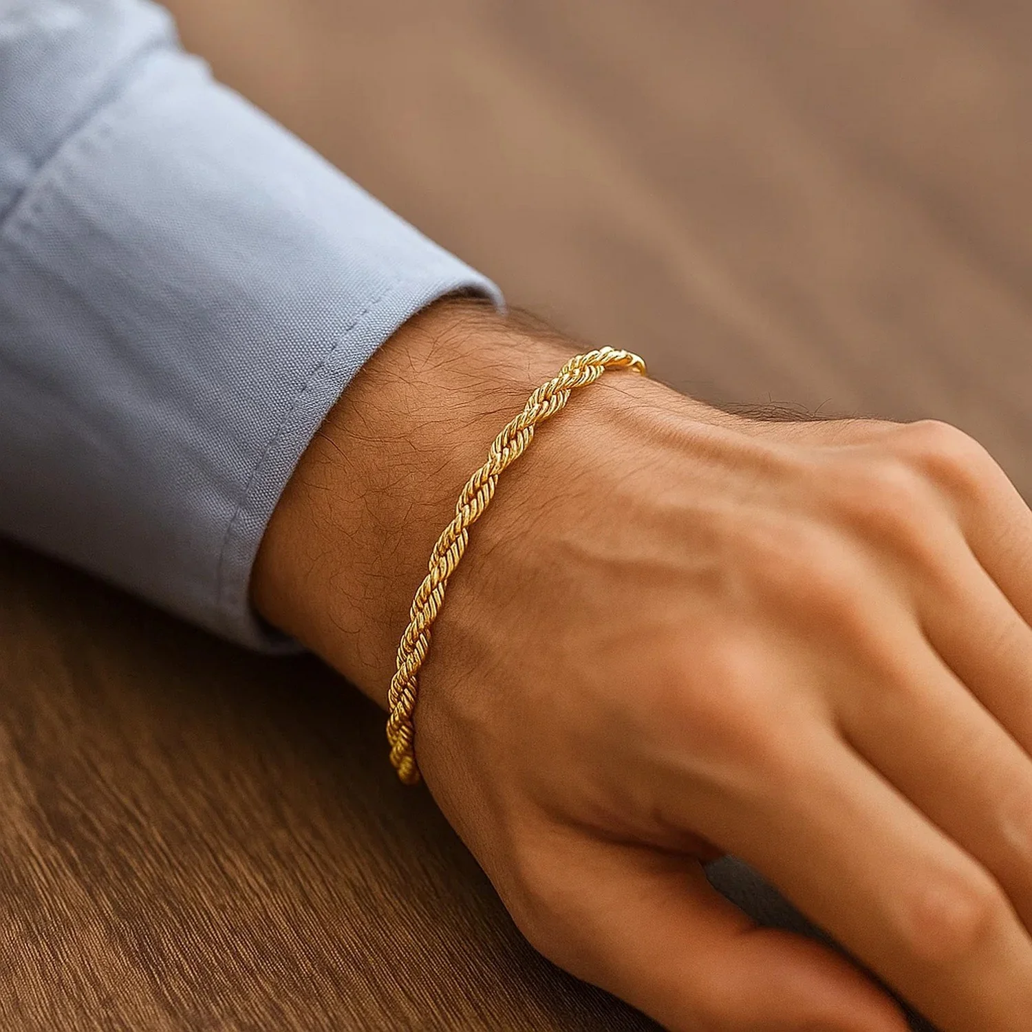 Silk Rope Chain Bracelet in 14k Yellow Gold (4.3 mm) - Image 5
