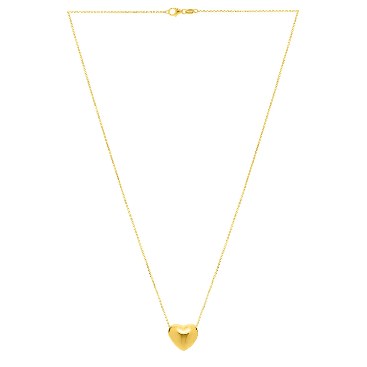 Small Puffed Heart Necklace in 14K Yellow Gold - Image 2