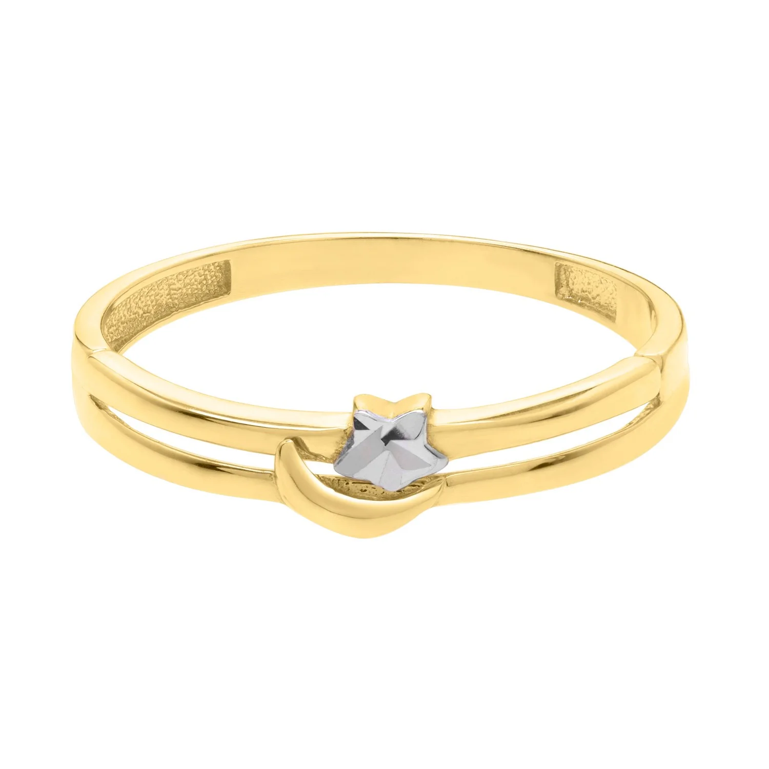 Star & Moon Ring in 10K Two Tone Gold - Image 2