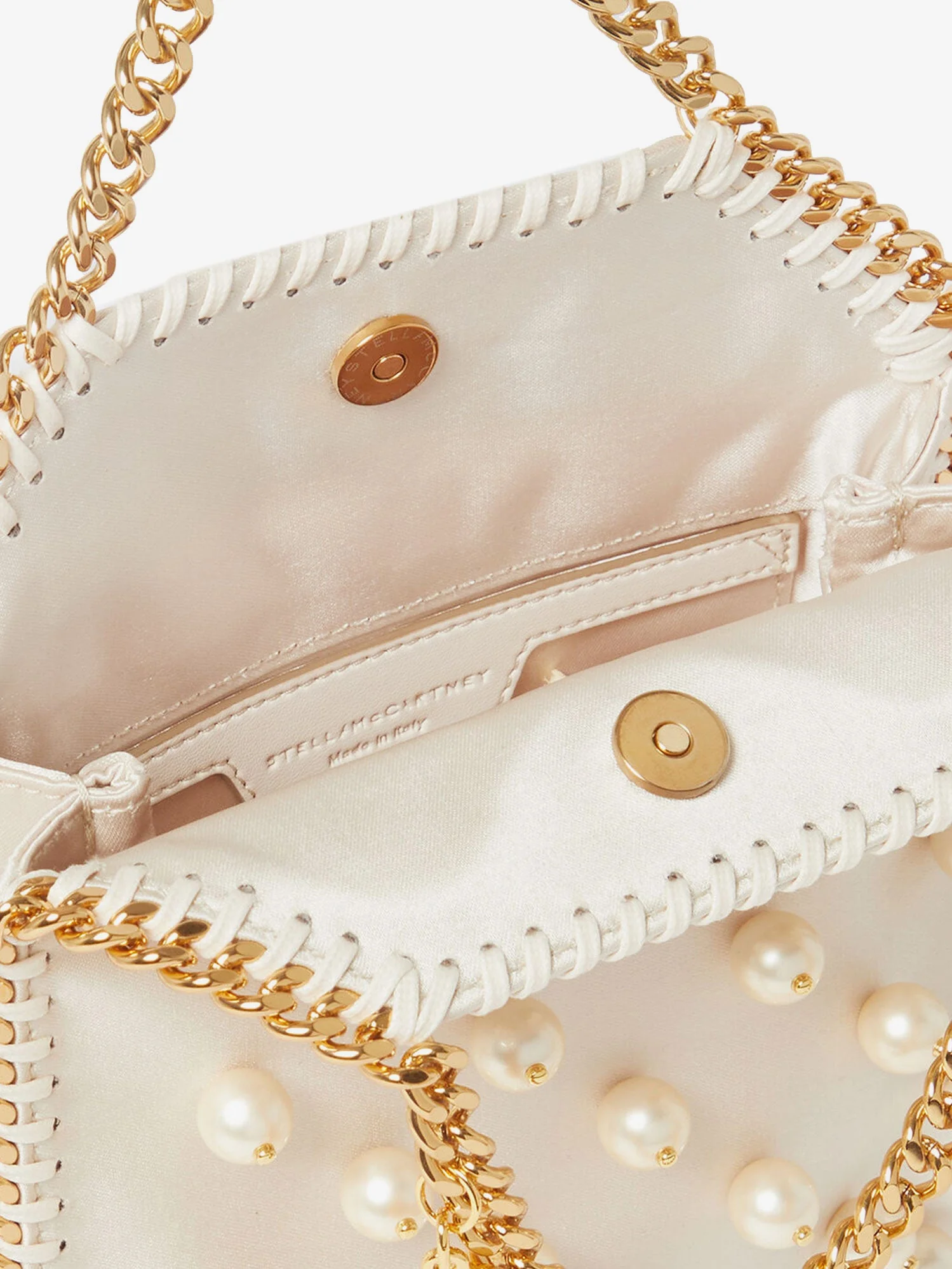 Stella Mccartney Falabella Satin Crossbody Bag With Vegan Pearl Detail - Image 4