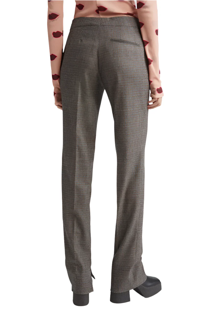 Stella McCartney Slim Fit Check Split Hem Wool Pants - Image 3