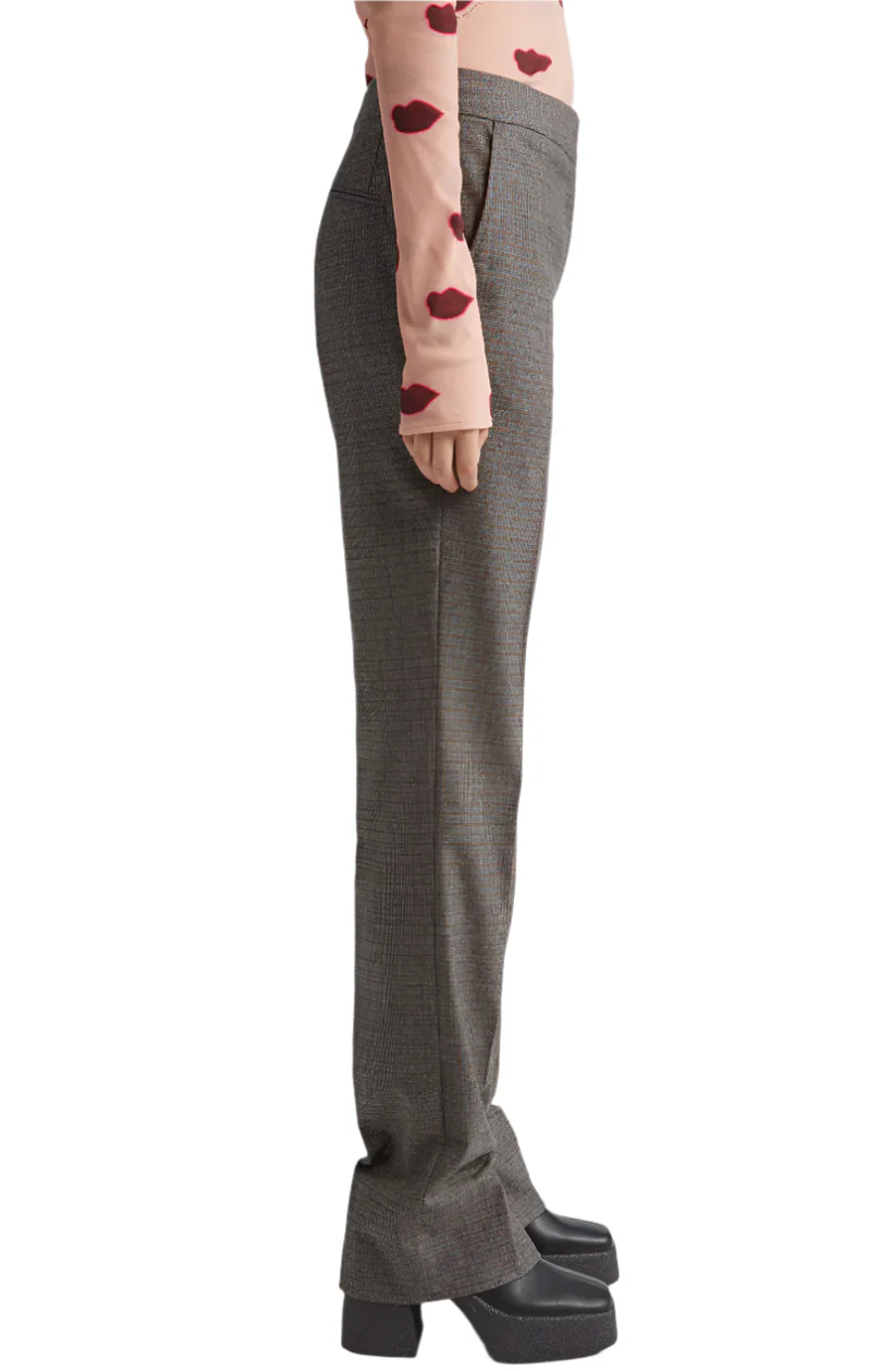 Stella McCartney Slim Fit Check Split Hem Wool Pants - Image 4