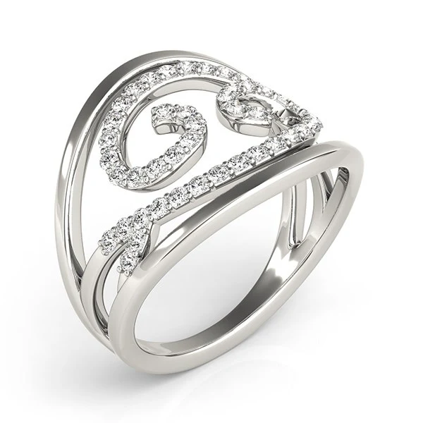 Swirl Design Diamond Ring in 14k White Gold (1/2 cttw) - Image 3