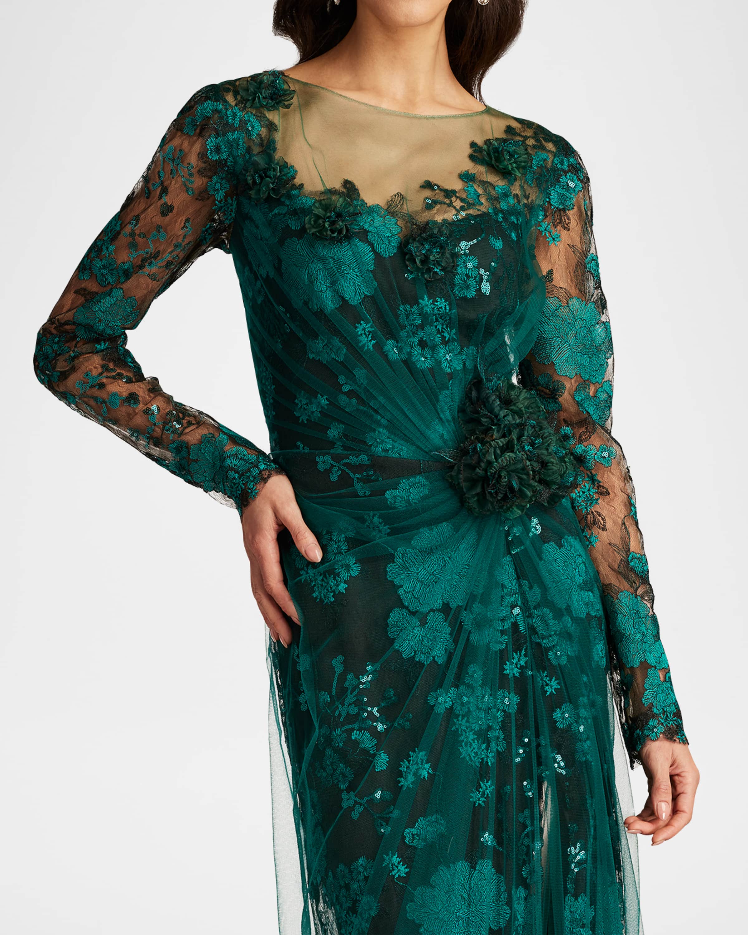 Tadashi Shoji Silvia Embroidered Illusion Gown - Image 3