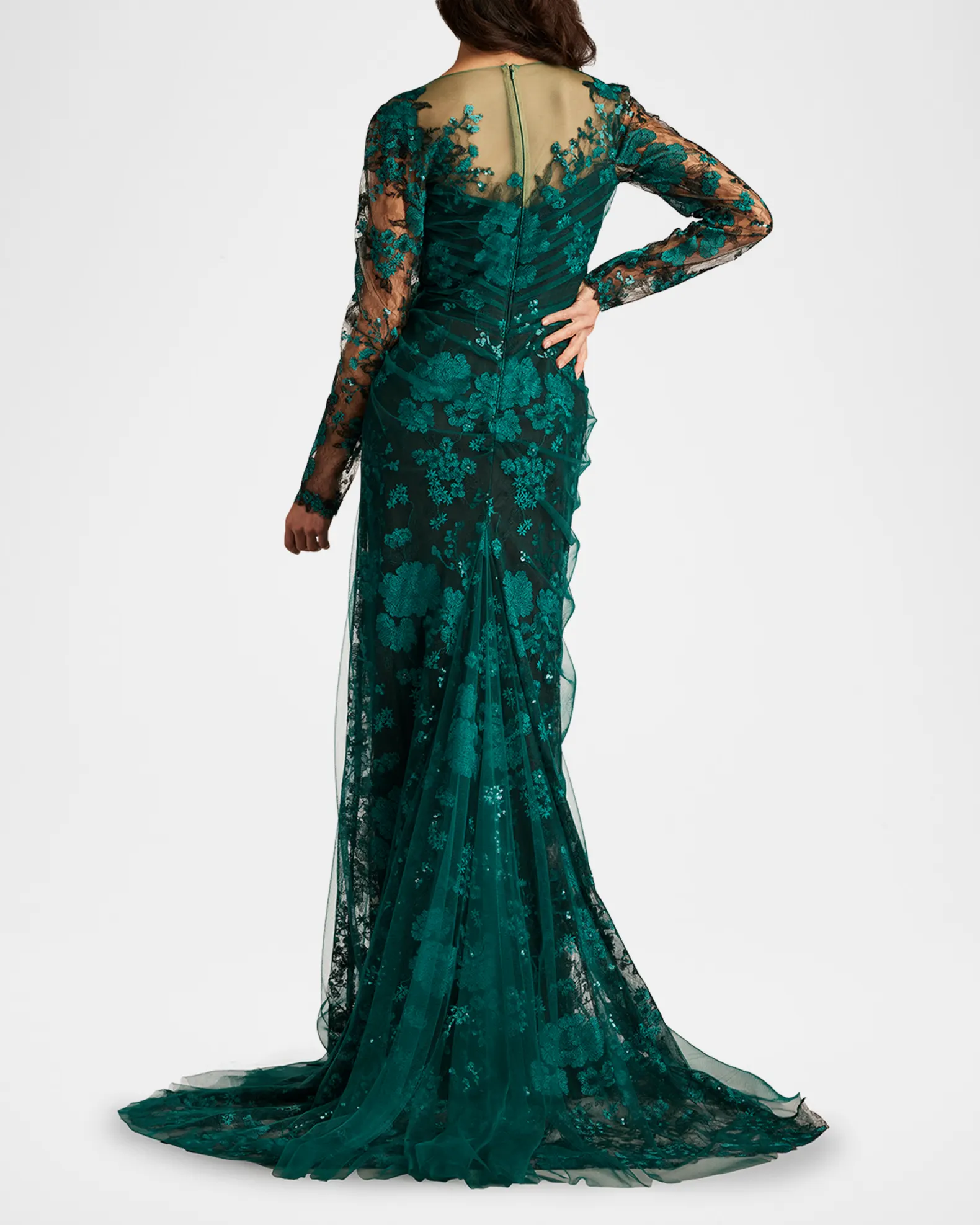 Tadashi Shoji Silvia Embroidered Illusion Gown - Image 4