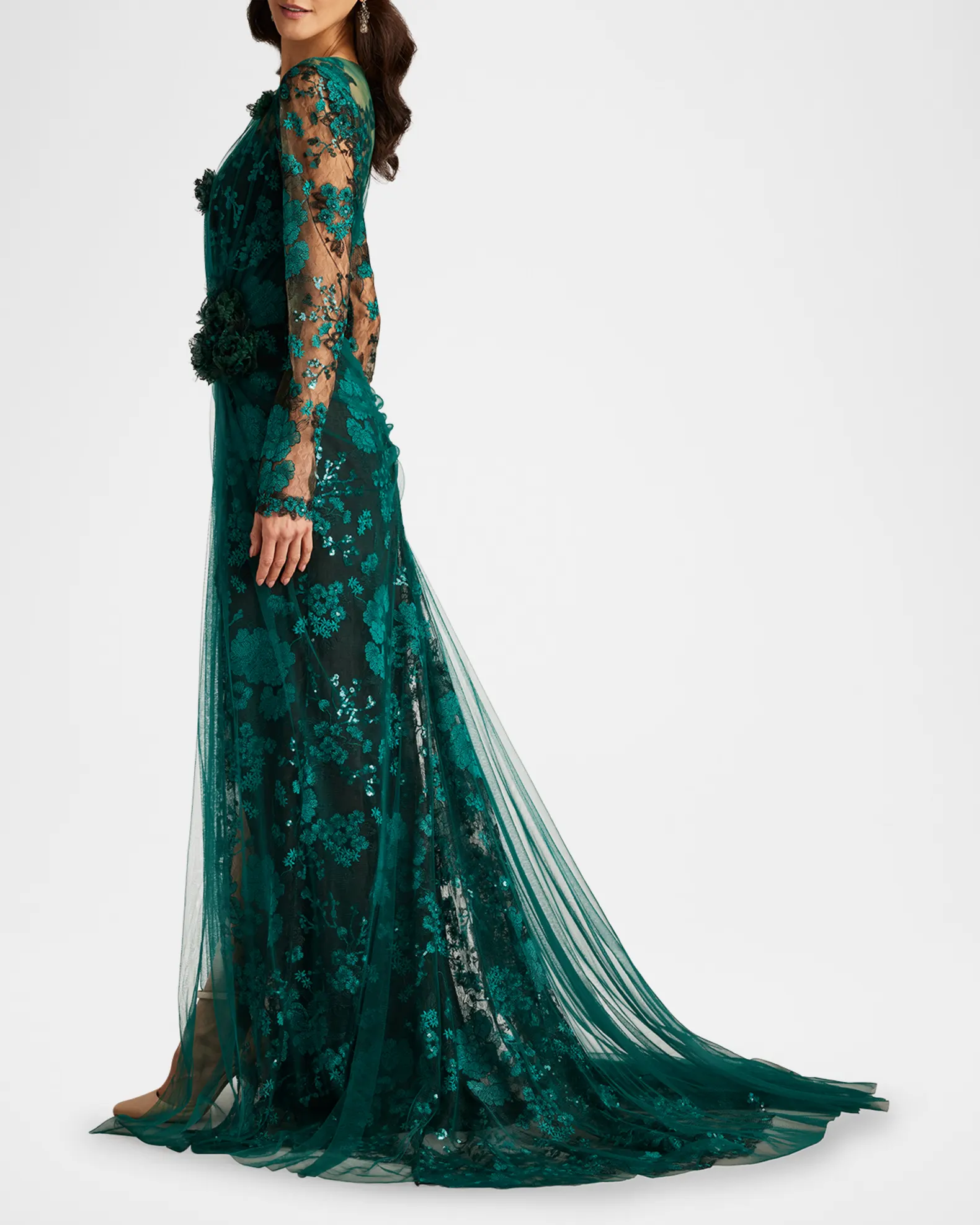 Tadashi Shoji Silvia Embroidered Illusion Gown - Image 5