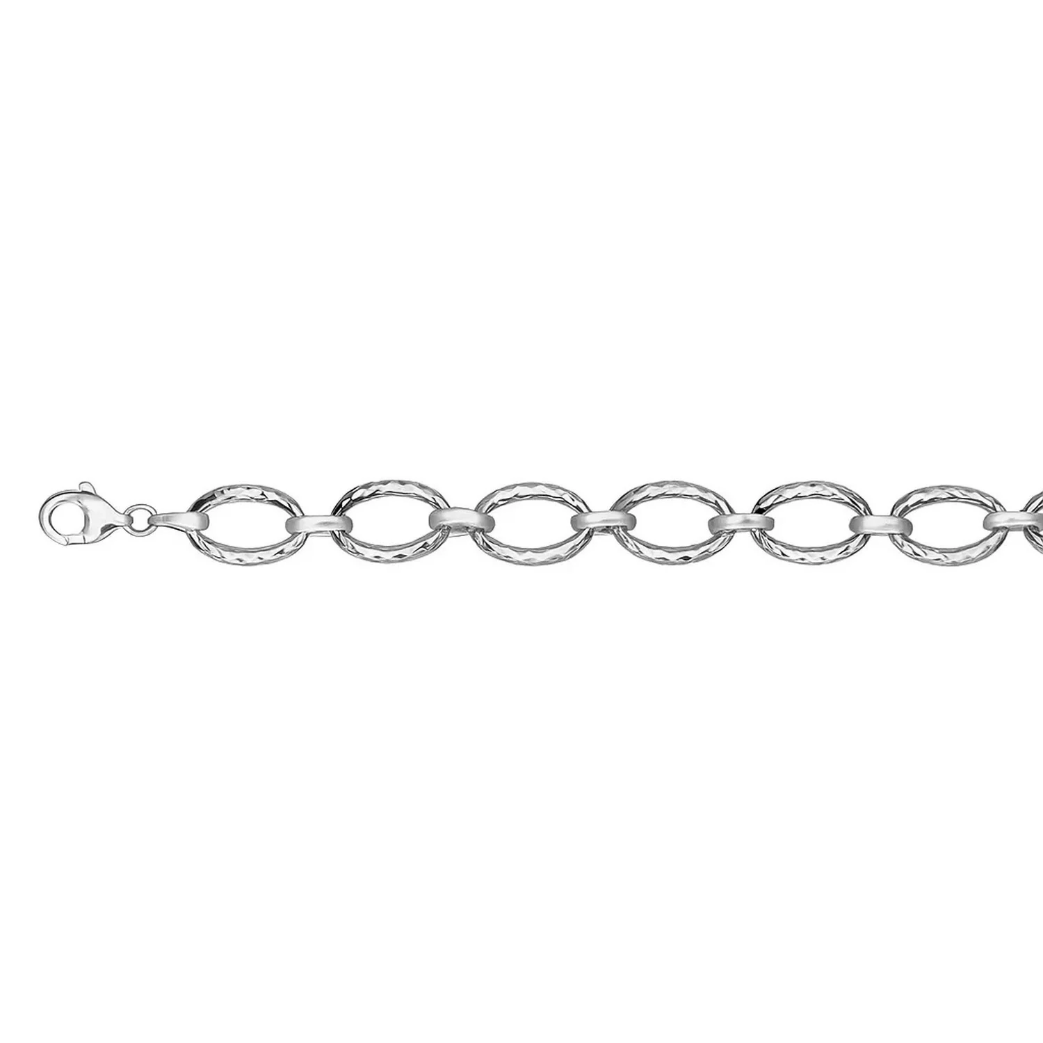 Textured Oval Link Bracelet in 14k White Gold - Image 3
