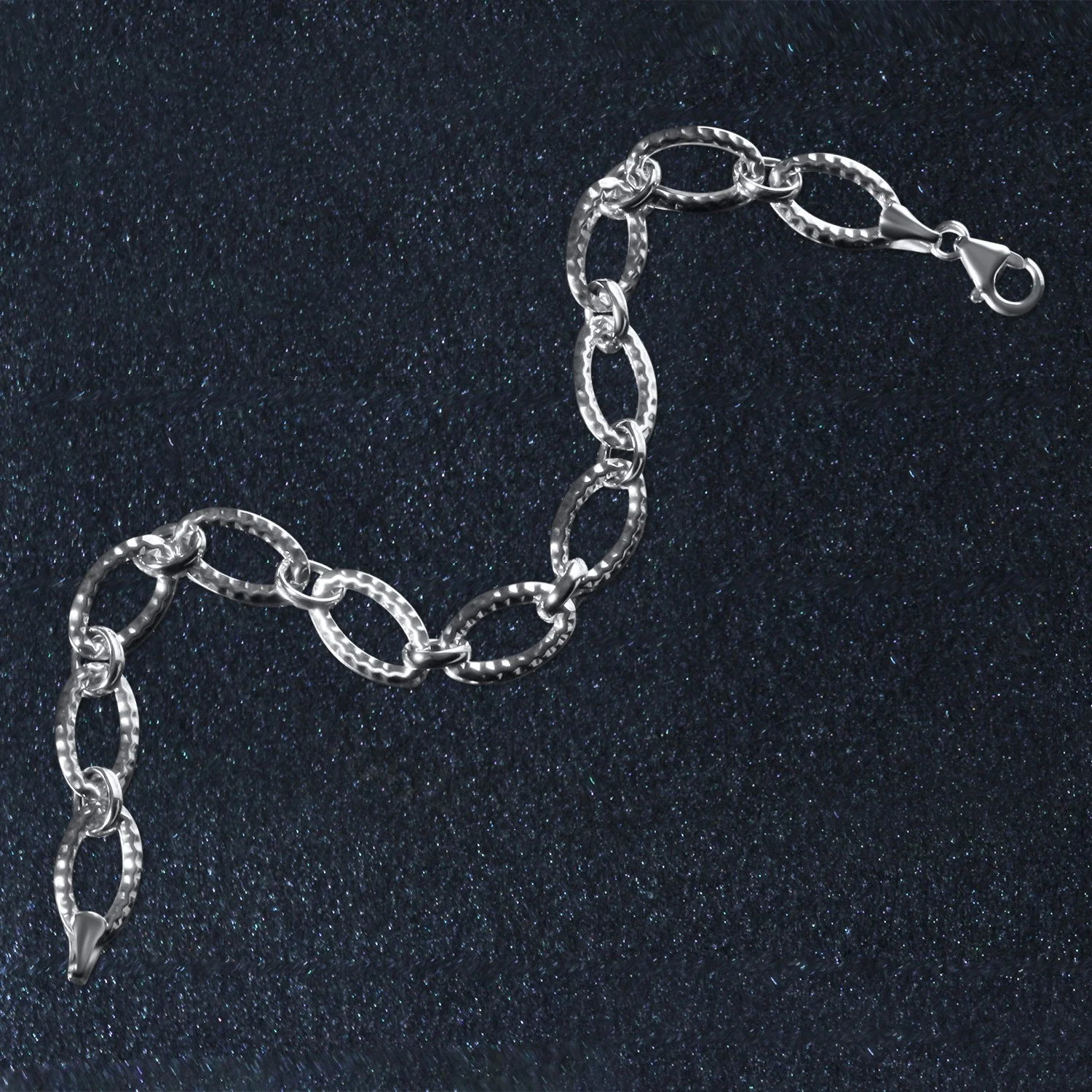 Textured Oval Link Bracelet in 14k White Gold - Image 4