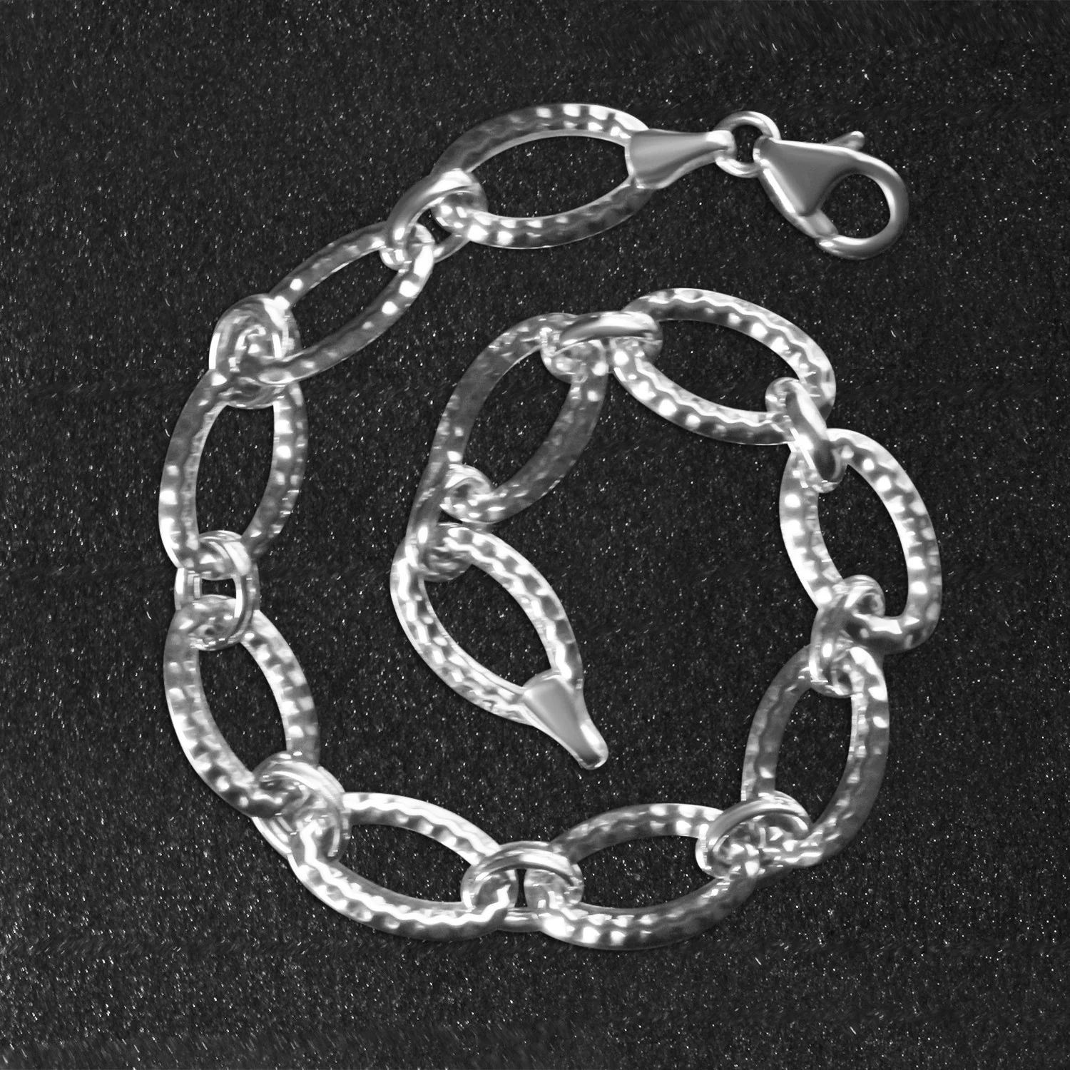 Textured Oval Link Bracelet in 14k White Gold - Image 5