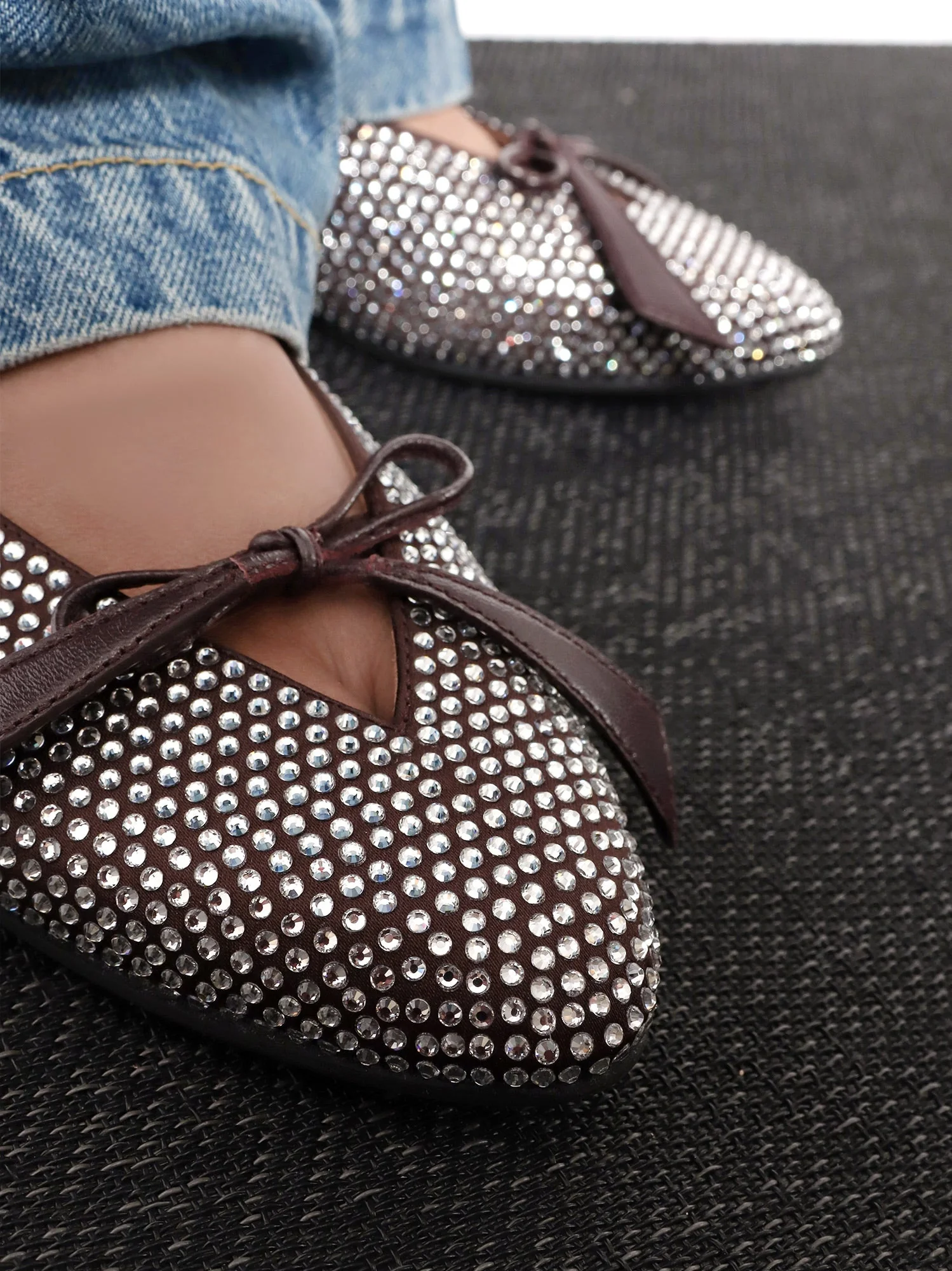 The Attico Kali Satin Ballerinas With All-Over Rhinestone Detail - Image 2