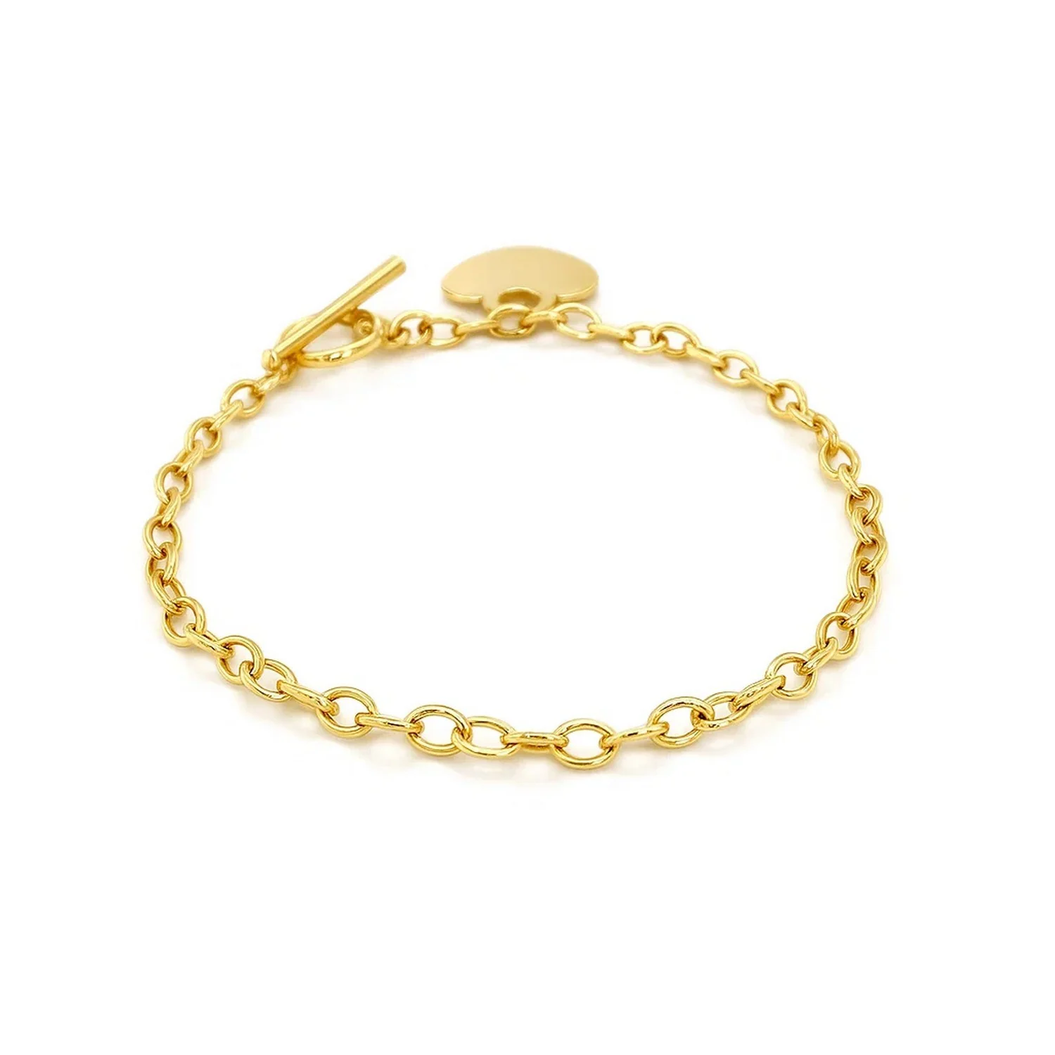 Toggle Bracelet with Heart Charm in 14k Yellow Gold - Image 4