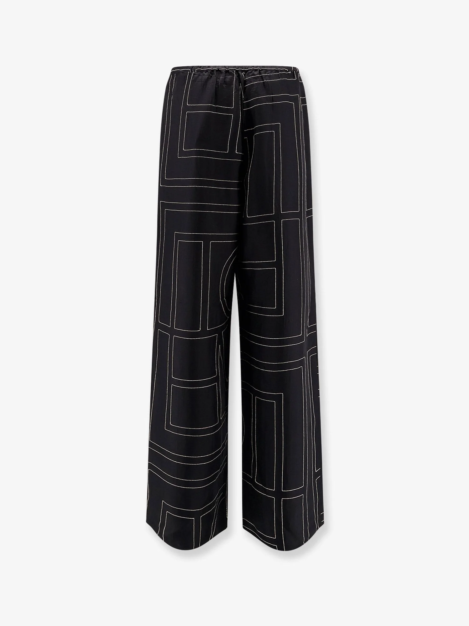 Toteme Silk Trousers With Monogram Logo Embroidery - Image 2