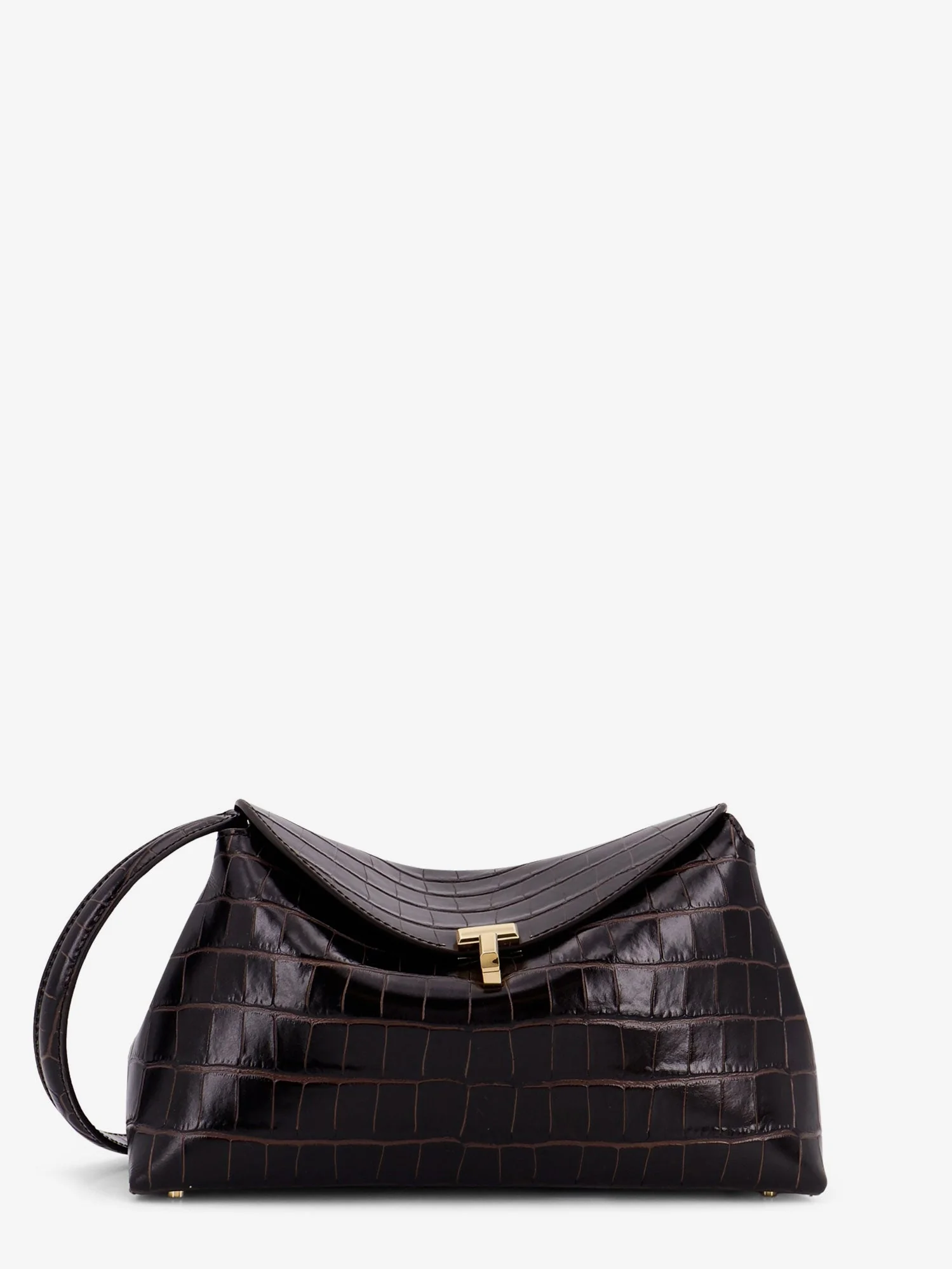 Toteme T-Lock Leather Crossbody Bag With Croco Effect - Image 6