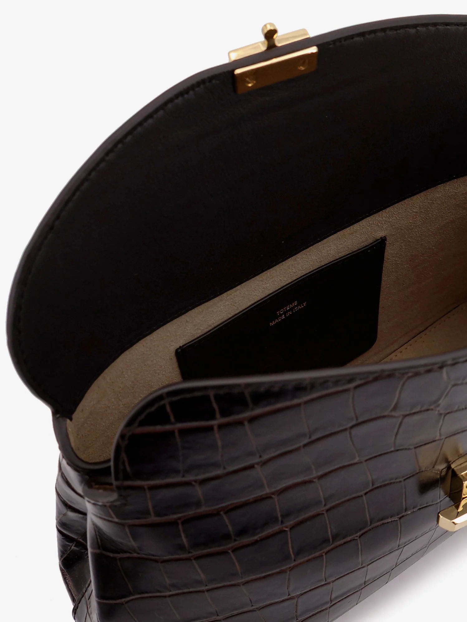 Toteme T-Lock Leather Crossbody Bag With Croco Effect - Image 9