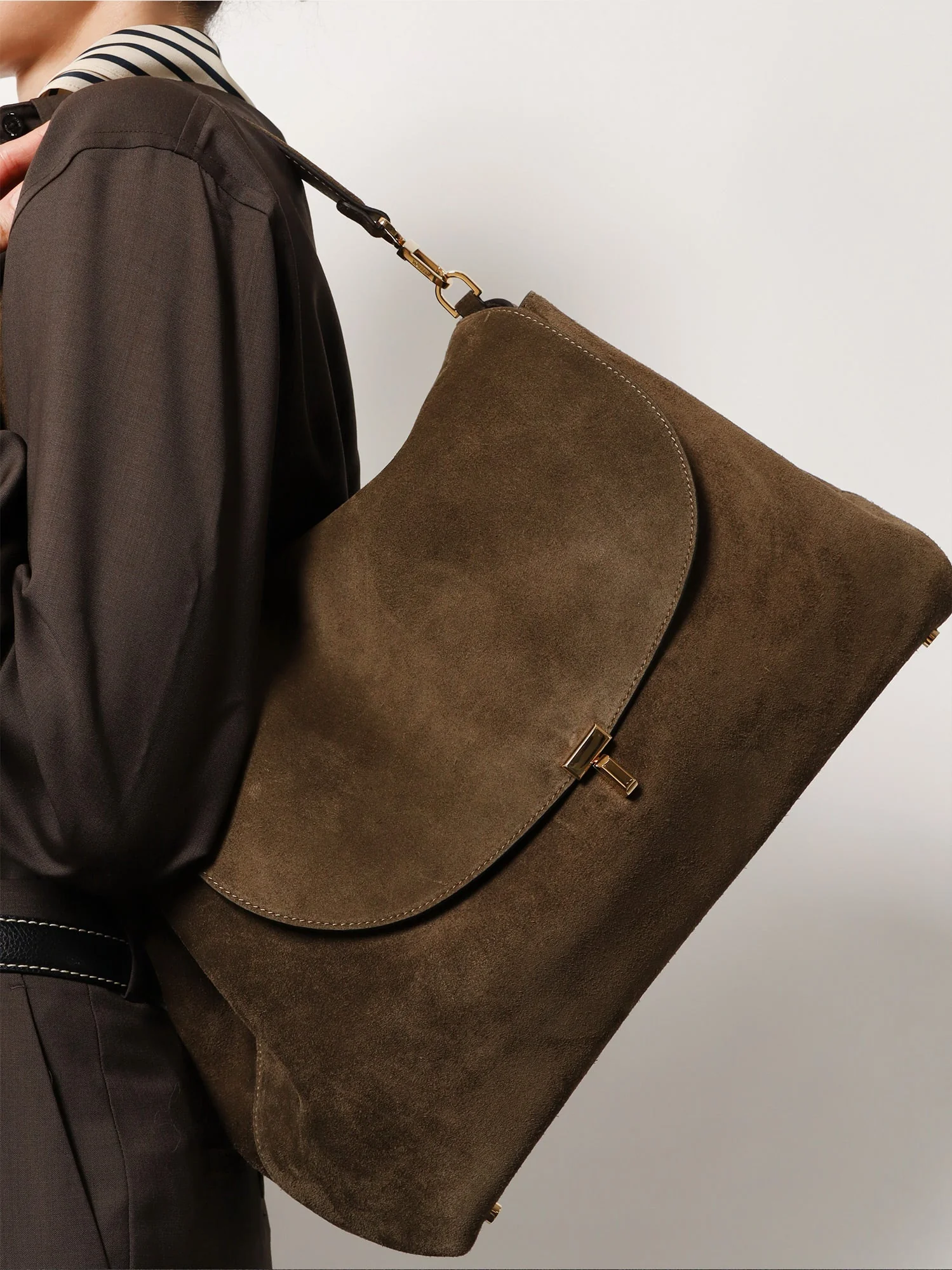 Toteme T-Lock Suede Shoulder Bag - Image 2