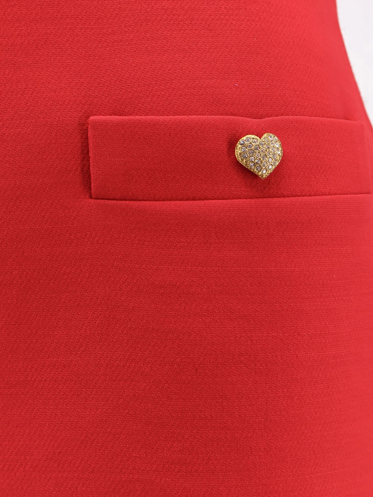 Valentino Crepe Couture Skirt With Heart Jewel Buttons - Image 3