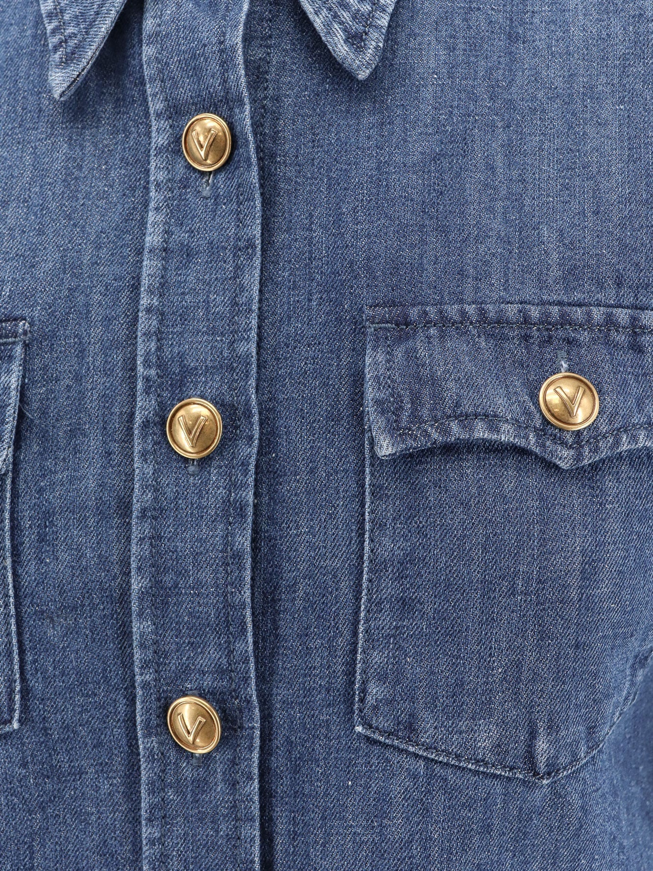 Valentino Denim Shirt With Vlogo Buttons - Image 5