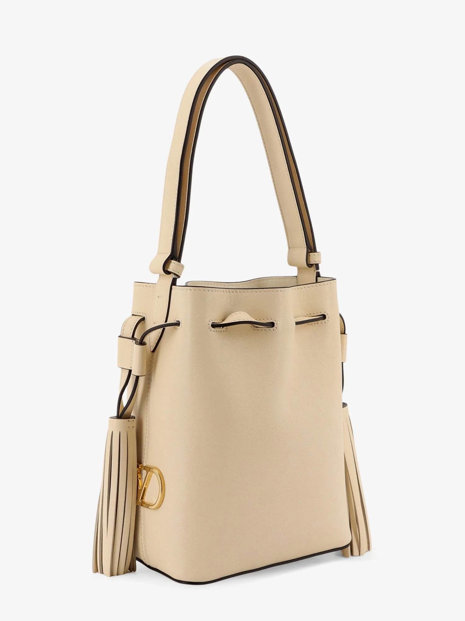 Valentino Garavani Leather Bucket Bag With Metal Vlogo Signature - Image 3