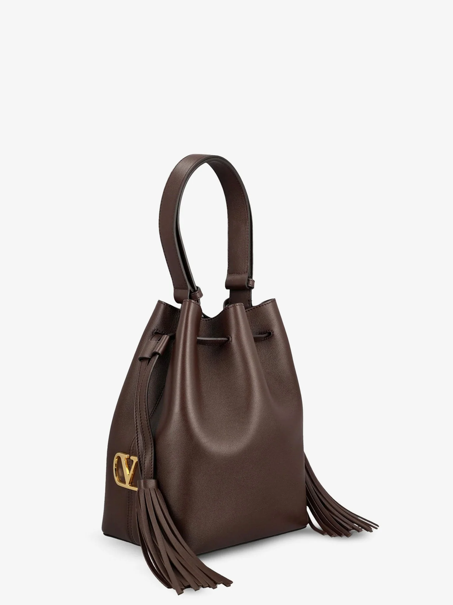 Valentino Garavani Leather Bucket Bag With Metal Vlogo Signature - Image 8
