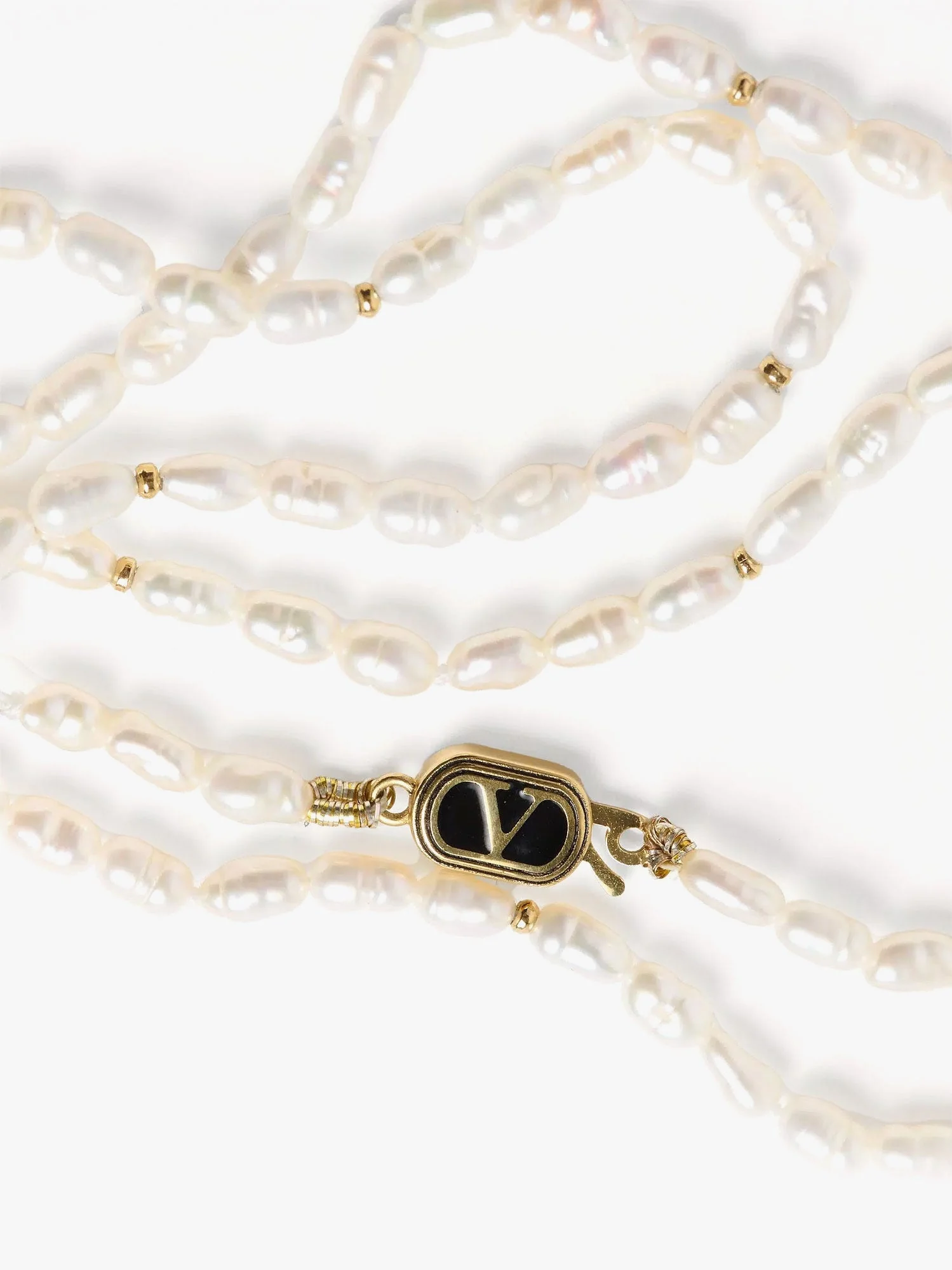 Valentino Garavani Metal Necklace With Pearls - Image 3