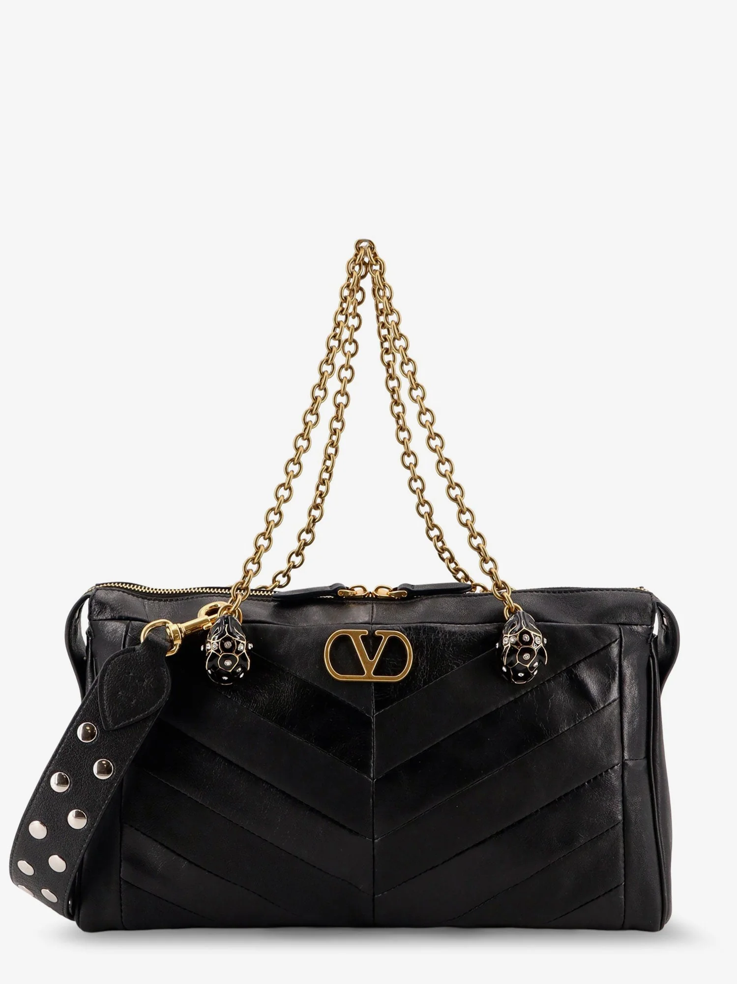 Valentino Garavani Panthea Leather Crossbody Bag With Metal Vlogo Signature