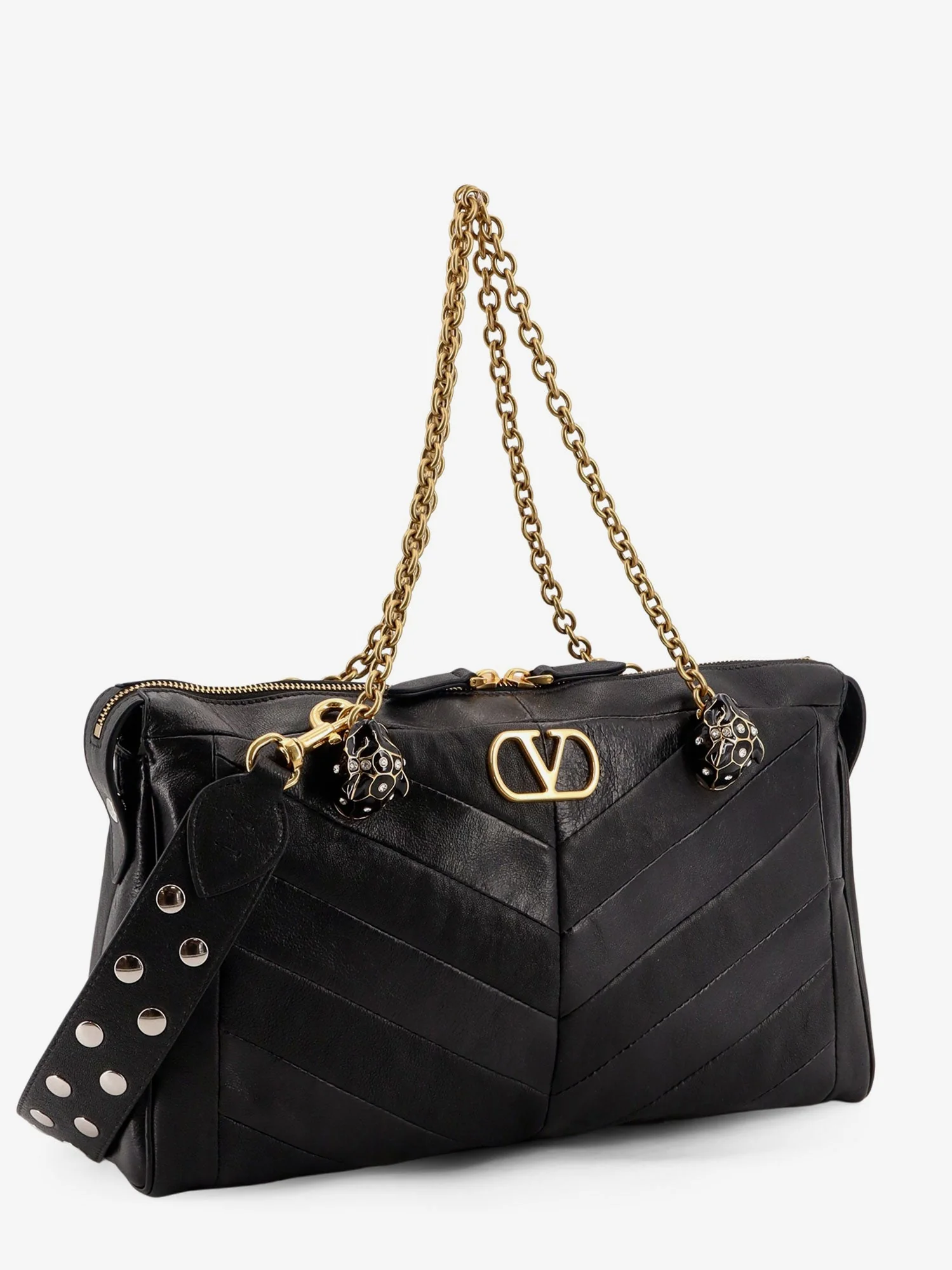 Valentino Garavani Panthea Leather Crossbody Bag With Metal Vlogo Signature - Image 3