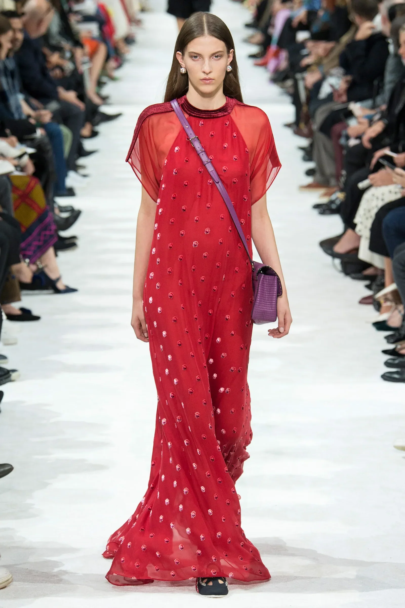 Valentino Garavani Red Embellished Silk Chiffon Gown - Image 5