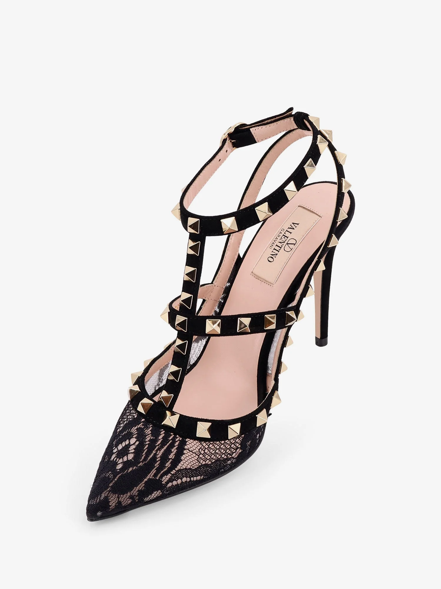 Valentino Garavani Rockstud Suede And Lace Pumps - Image 4