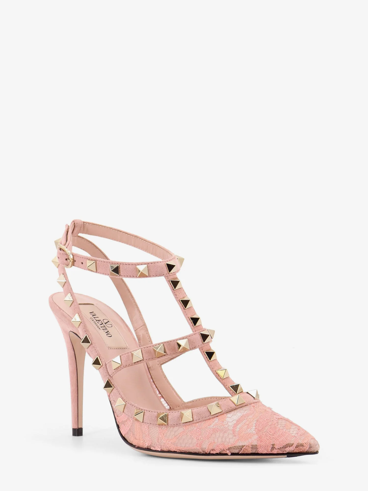 Valentino Garavani Rockstud Suede And Lace Pumps - Image 3