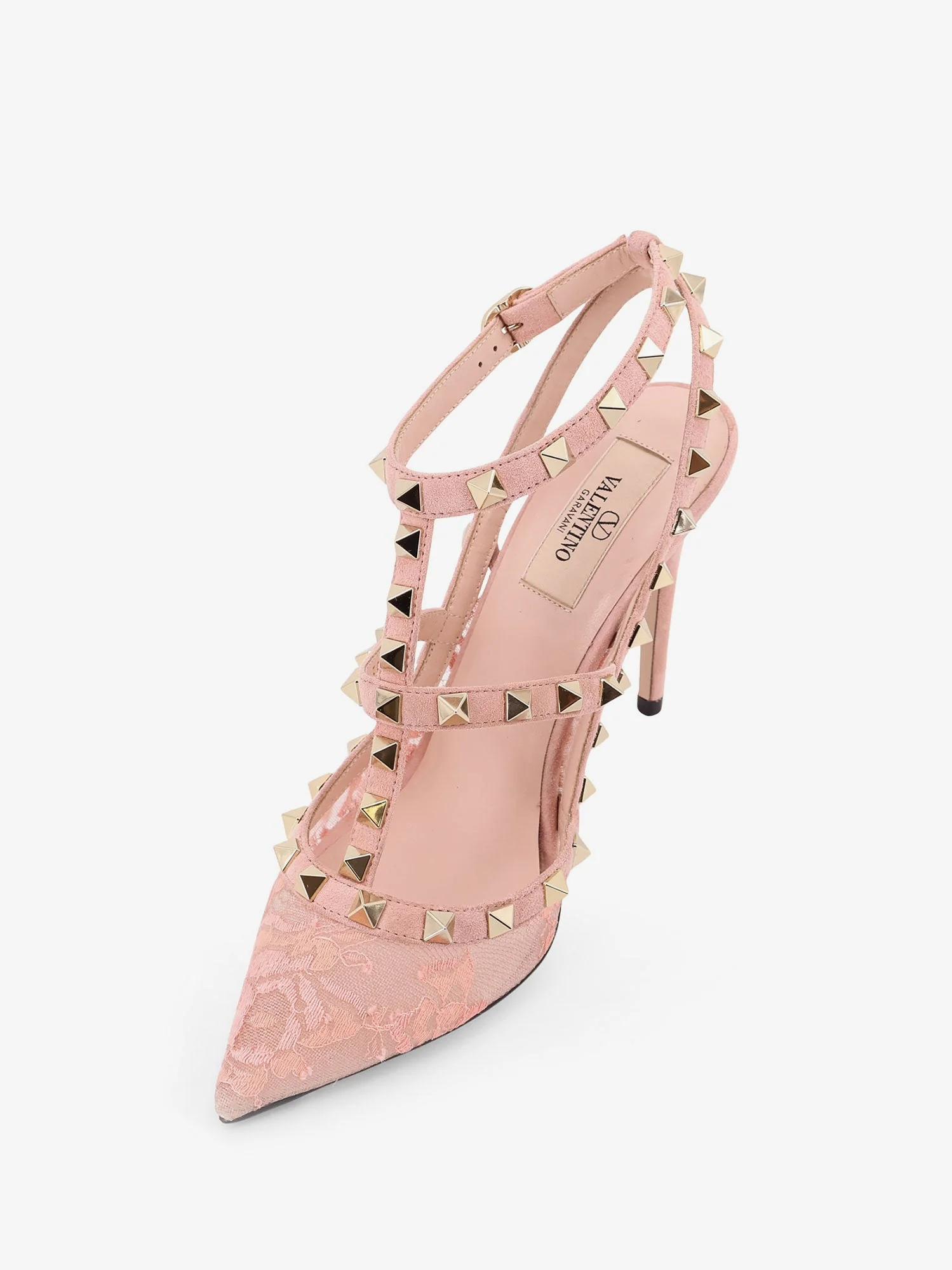 Valentino Garavani Rockstud Suede And Lace Pumps - Image 5