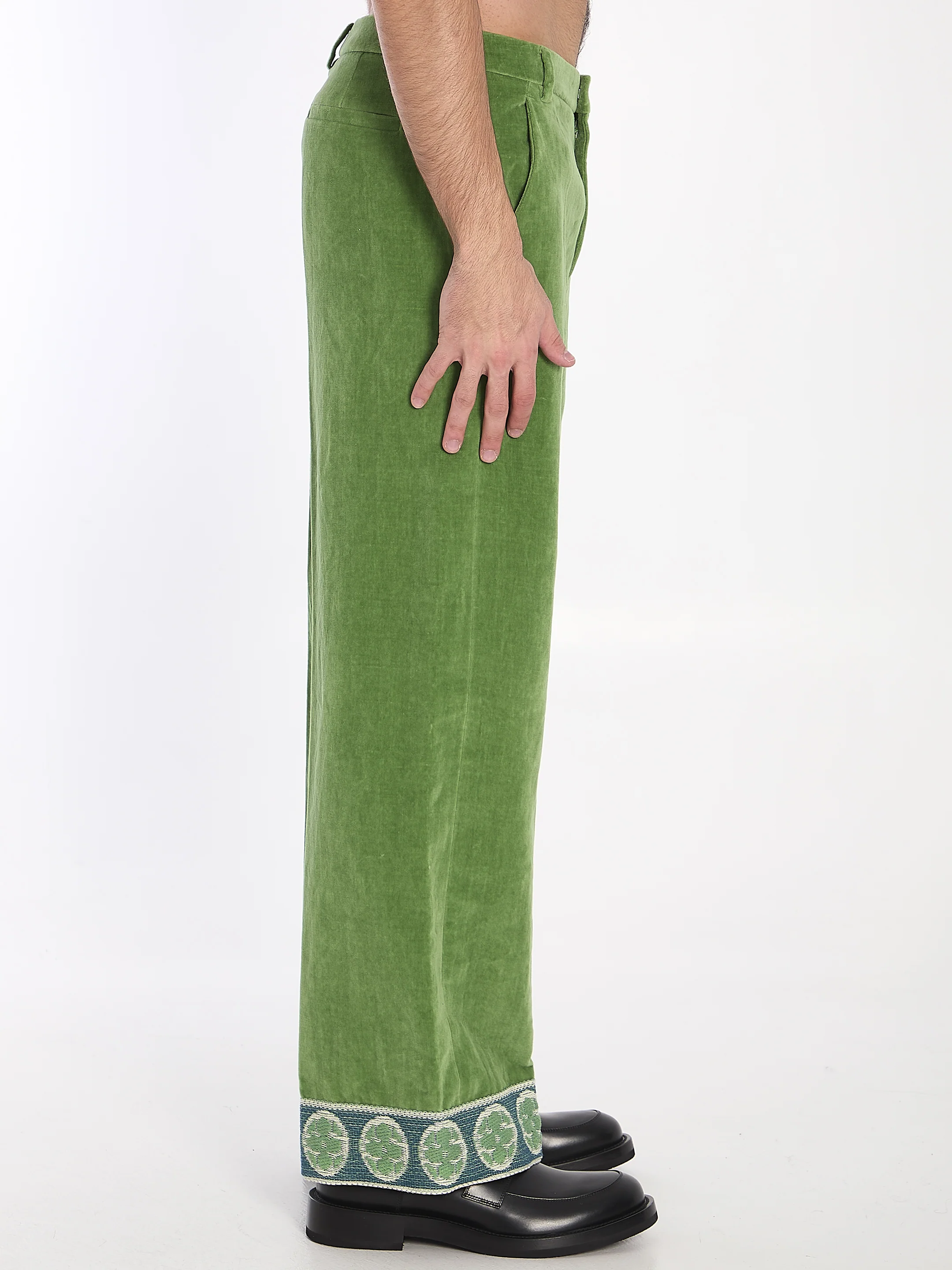 Valentino Garavani Velvet Trousers With Jacquard Hems - Image 3