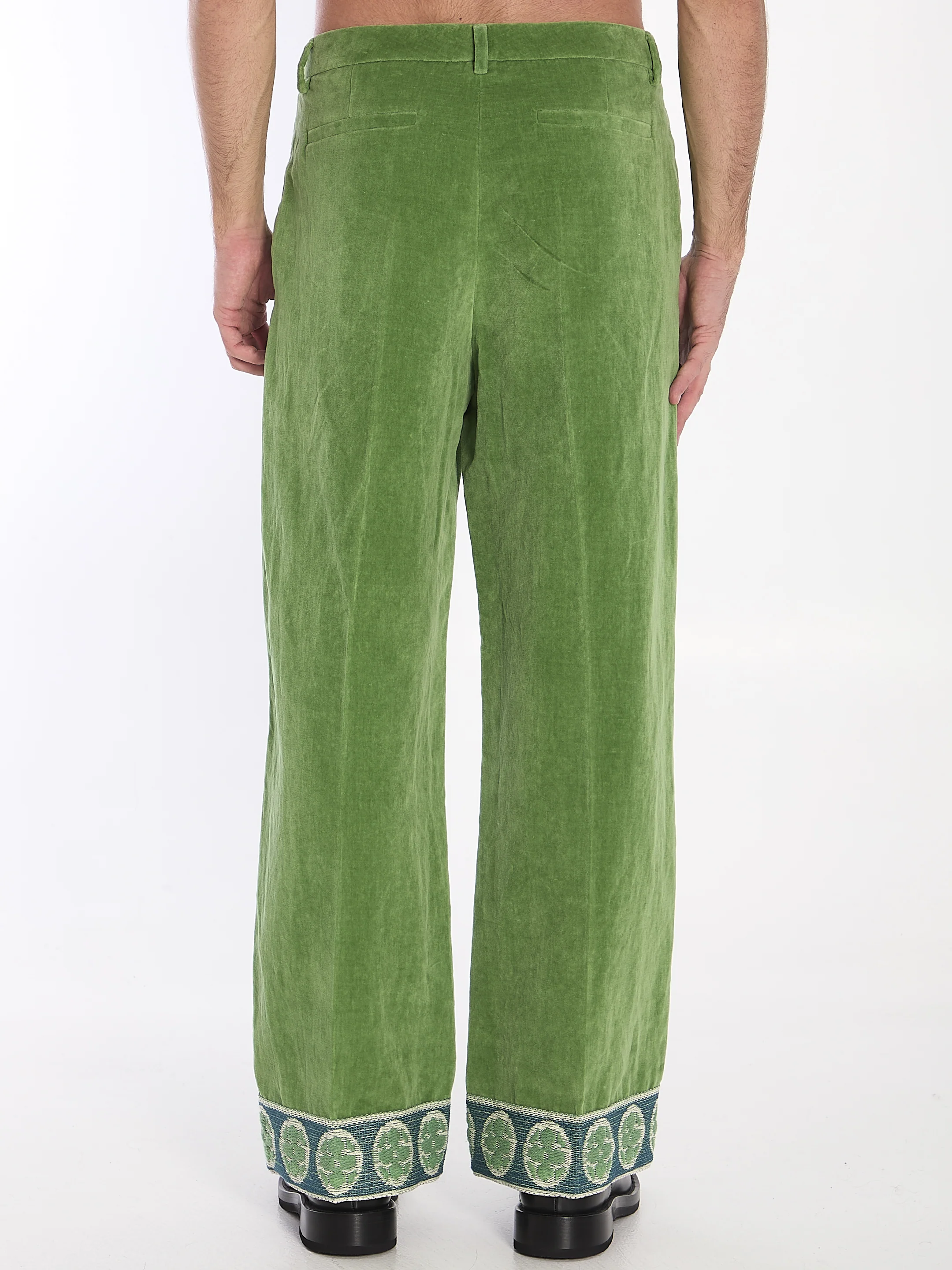 Valentino Garavani Velvet Trousers With Jacquard Hems - Image 4