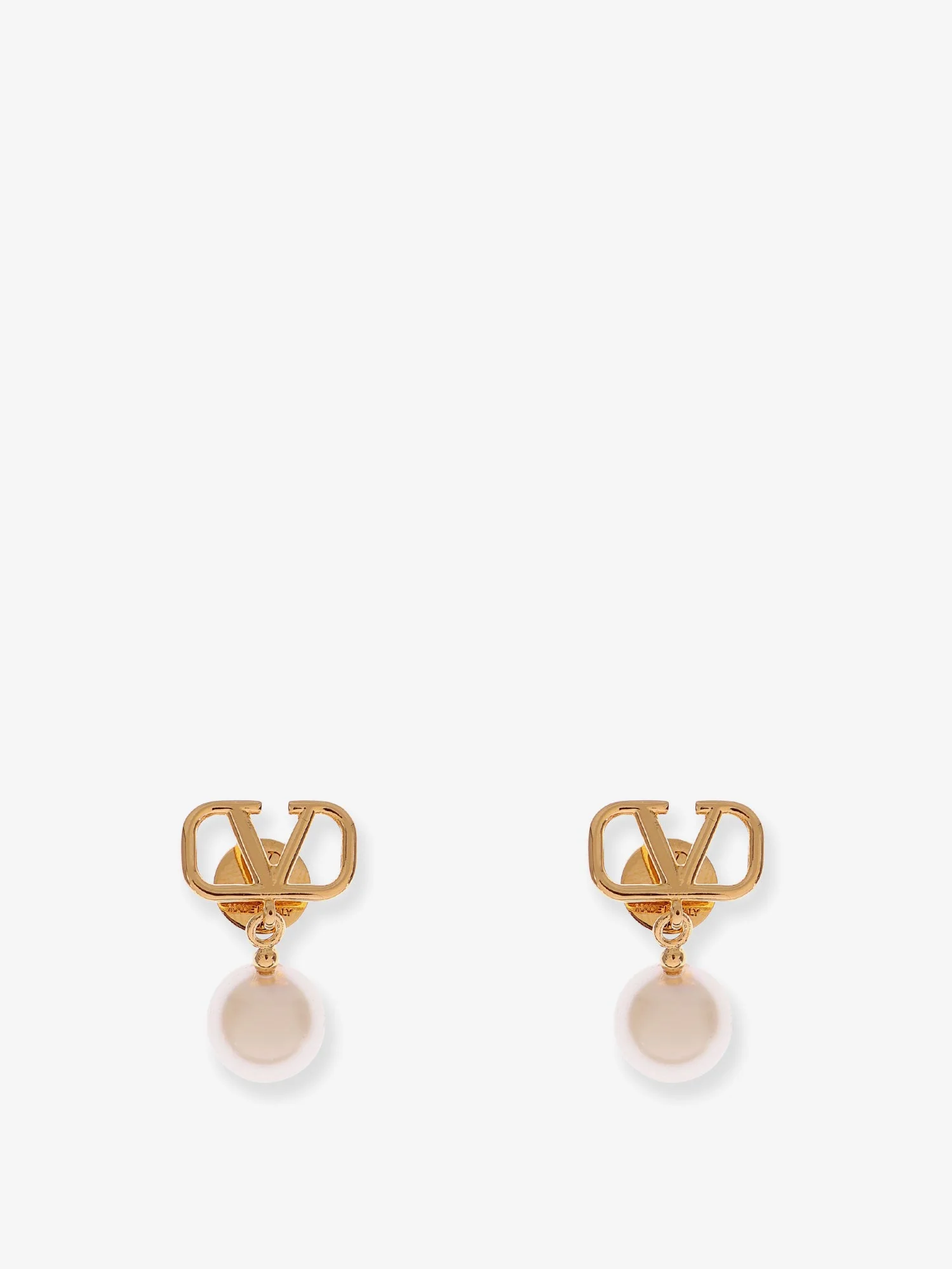 Valentino Garavani Vlogo Signature Metal Earrings With Pearl