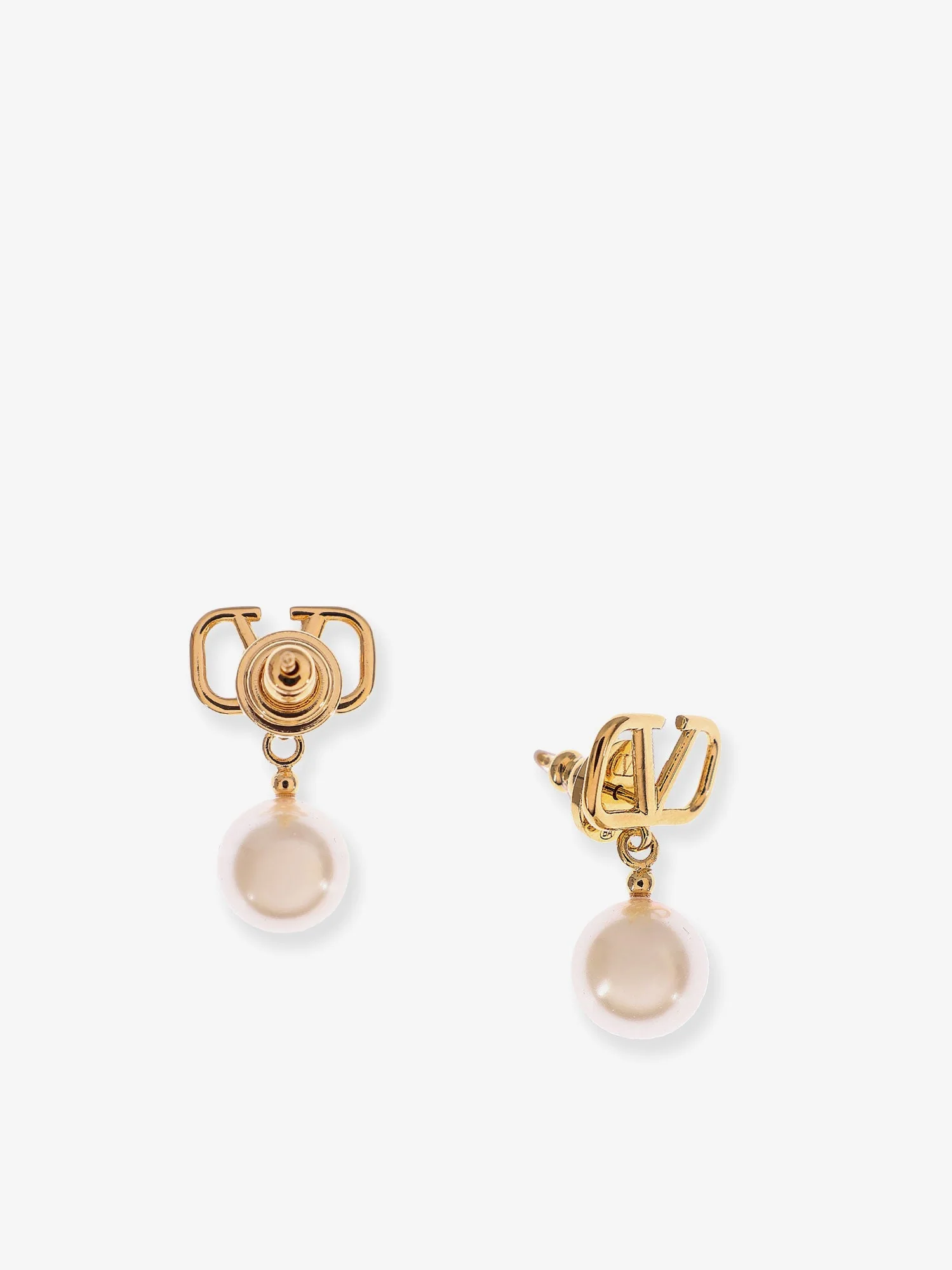 Valentino Garavani Vlogo Signature Metal Earrings With Pearl - Image 2