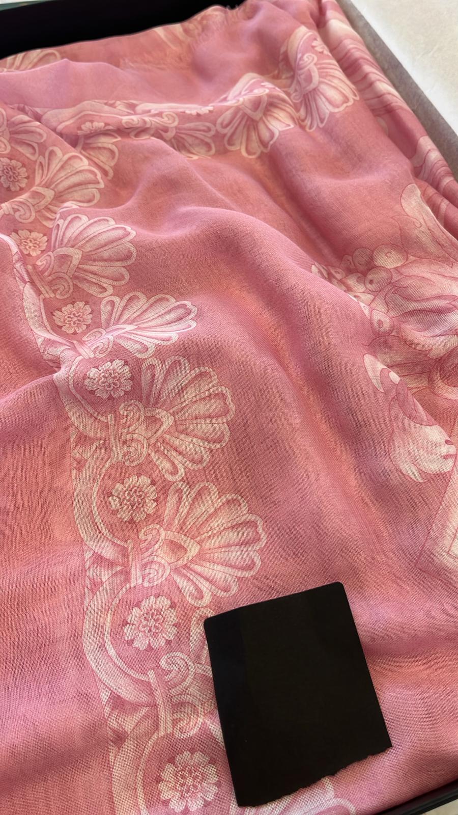 Versace Barocco-Print Frayed-Edge Scarf - Image 2