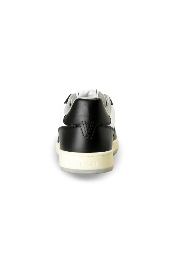 Versace Medusa Logo Black & White Leather Sneakers - Image 4