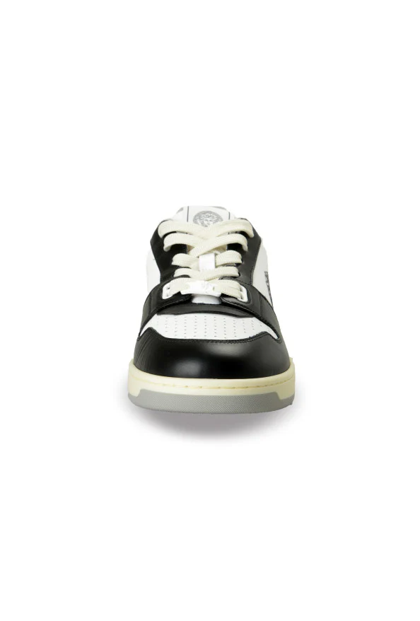 Versace Medusa Logo Black & White Leather Sneakers - Image 5