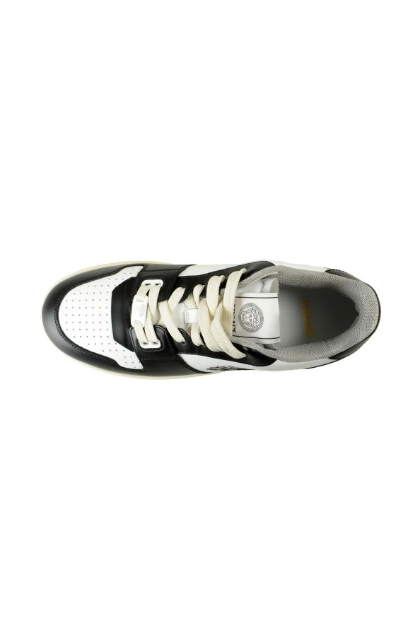 Versace Medusa Logo Black & White Leather Sneakers - Image 7