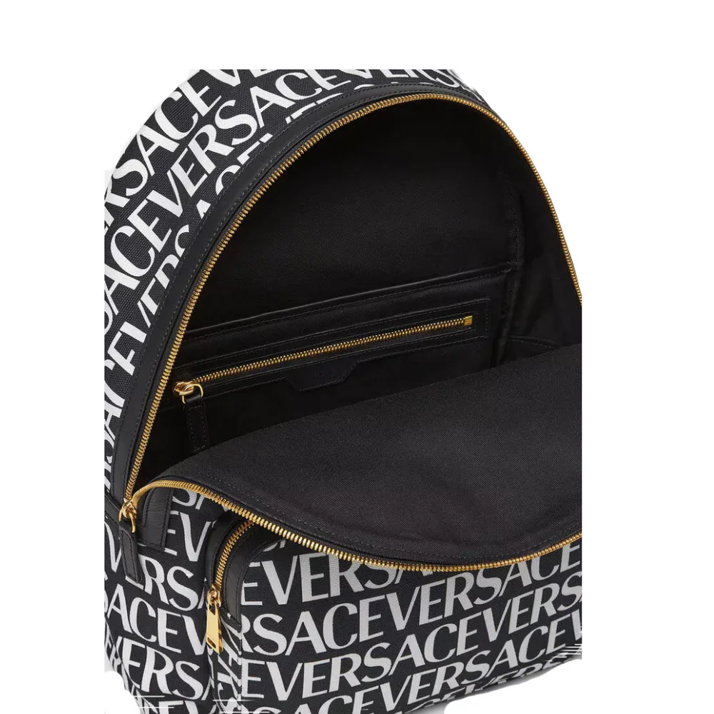 Versace Men's Allover Logo Canvas Backpack - Image 3